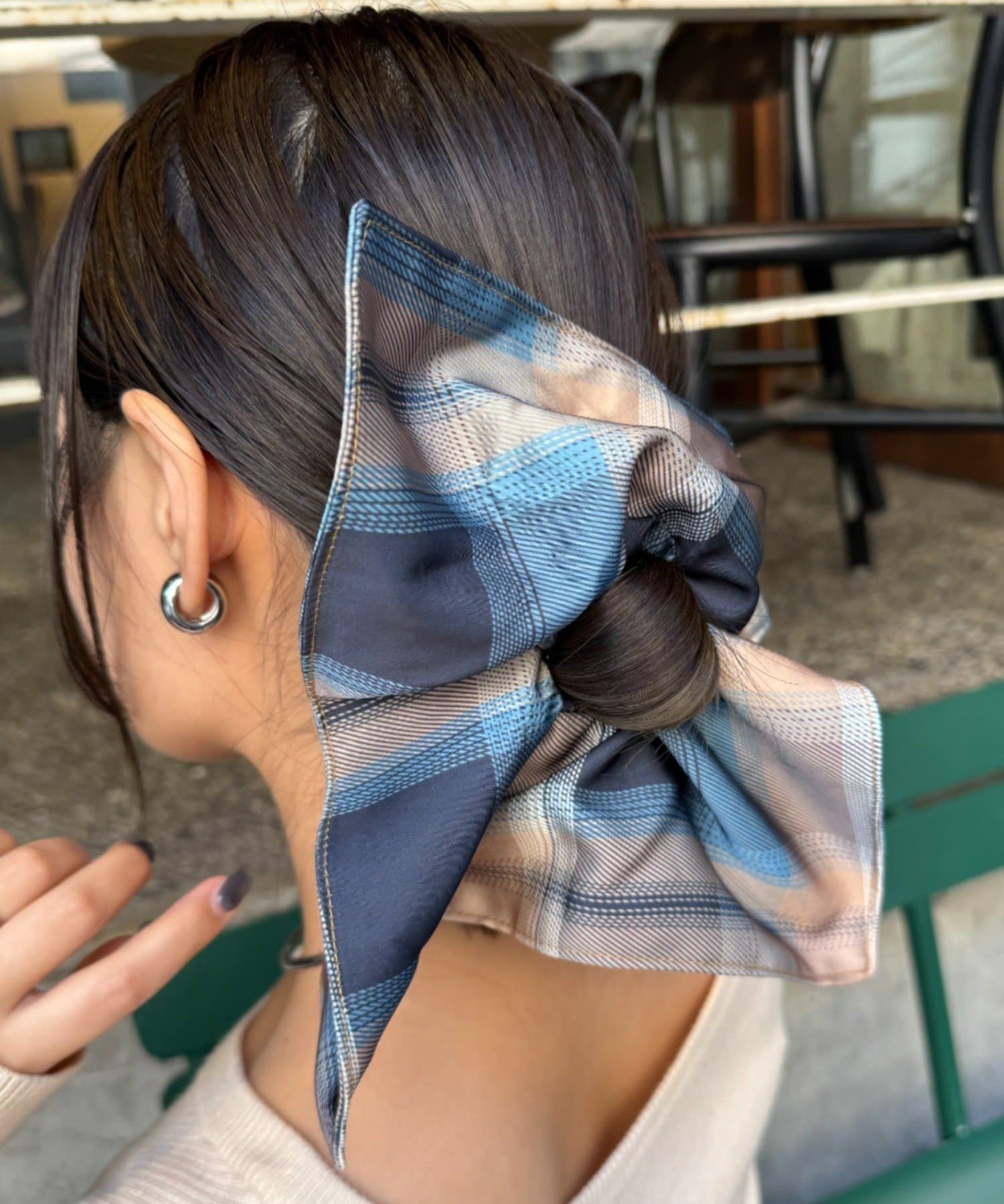 CIAOPANIC TYPY(チャオパニックティピー) lilサテンチェック柄スクエアBIGシュシュ