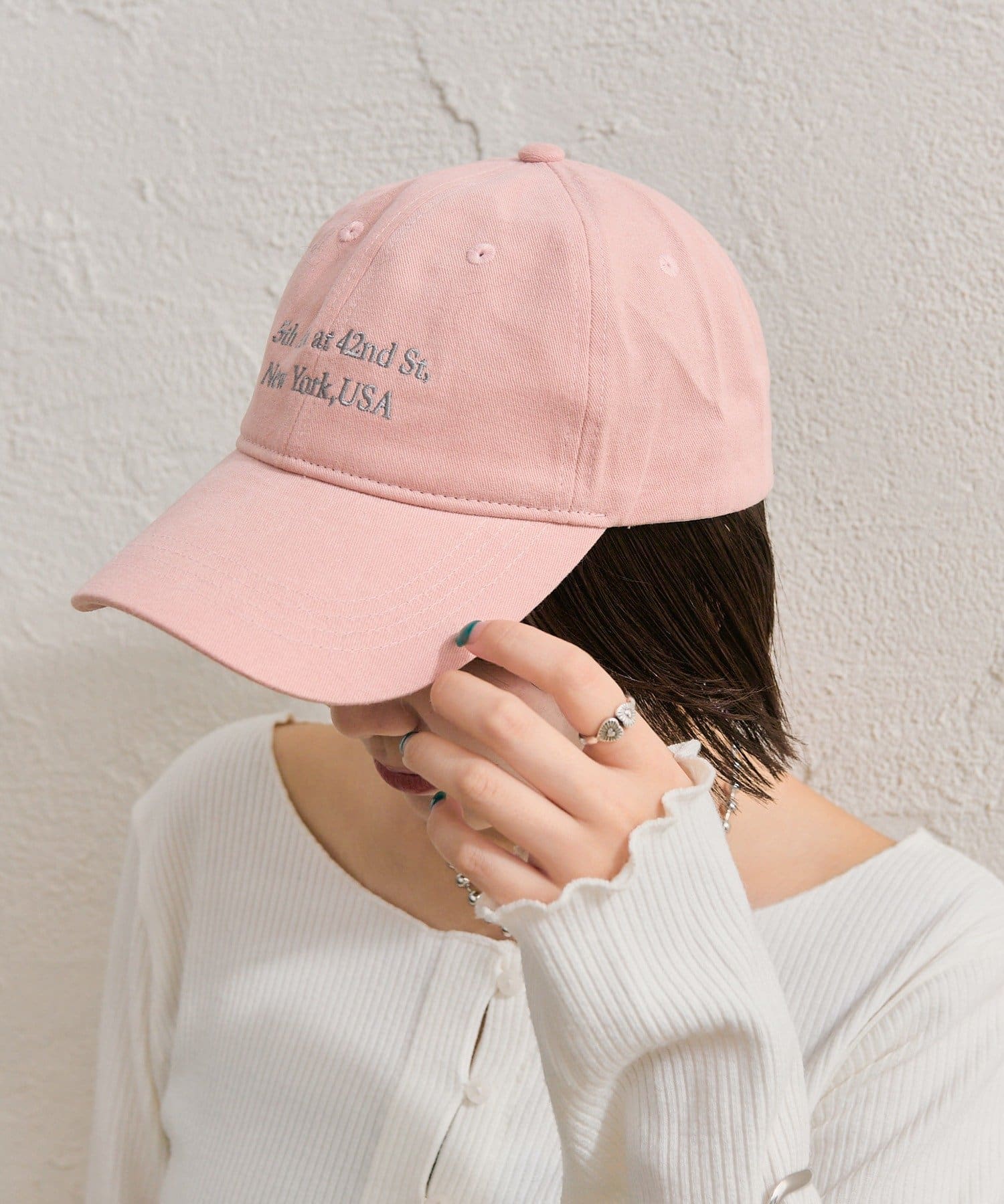 mystic(ミスティック) ピーチロゴ刺繍キャップ