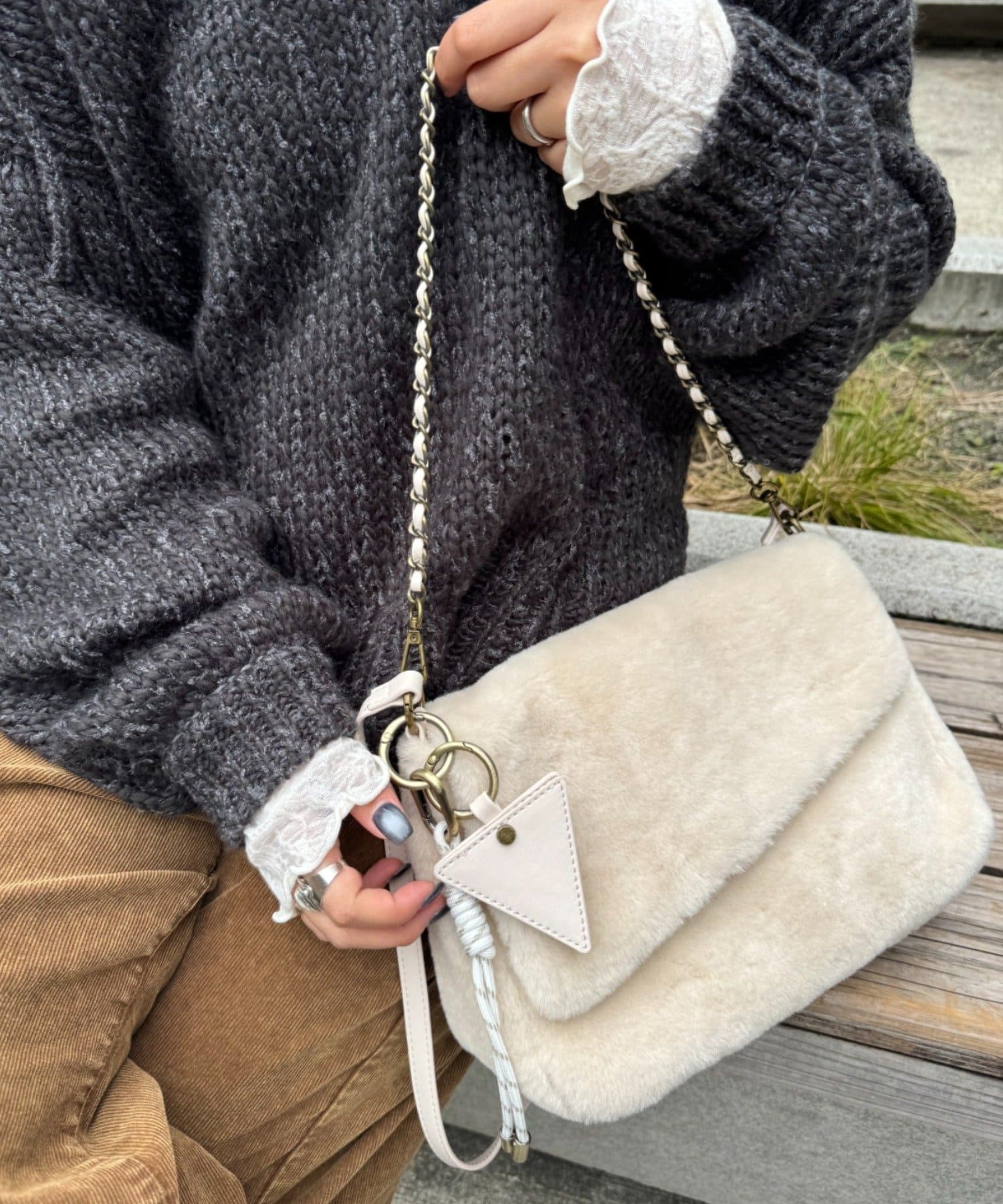 CIAOPANIC TYPY(チャオパニックティピー) ミラーチャーム付きアソート素材フラップチェーンBAG