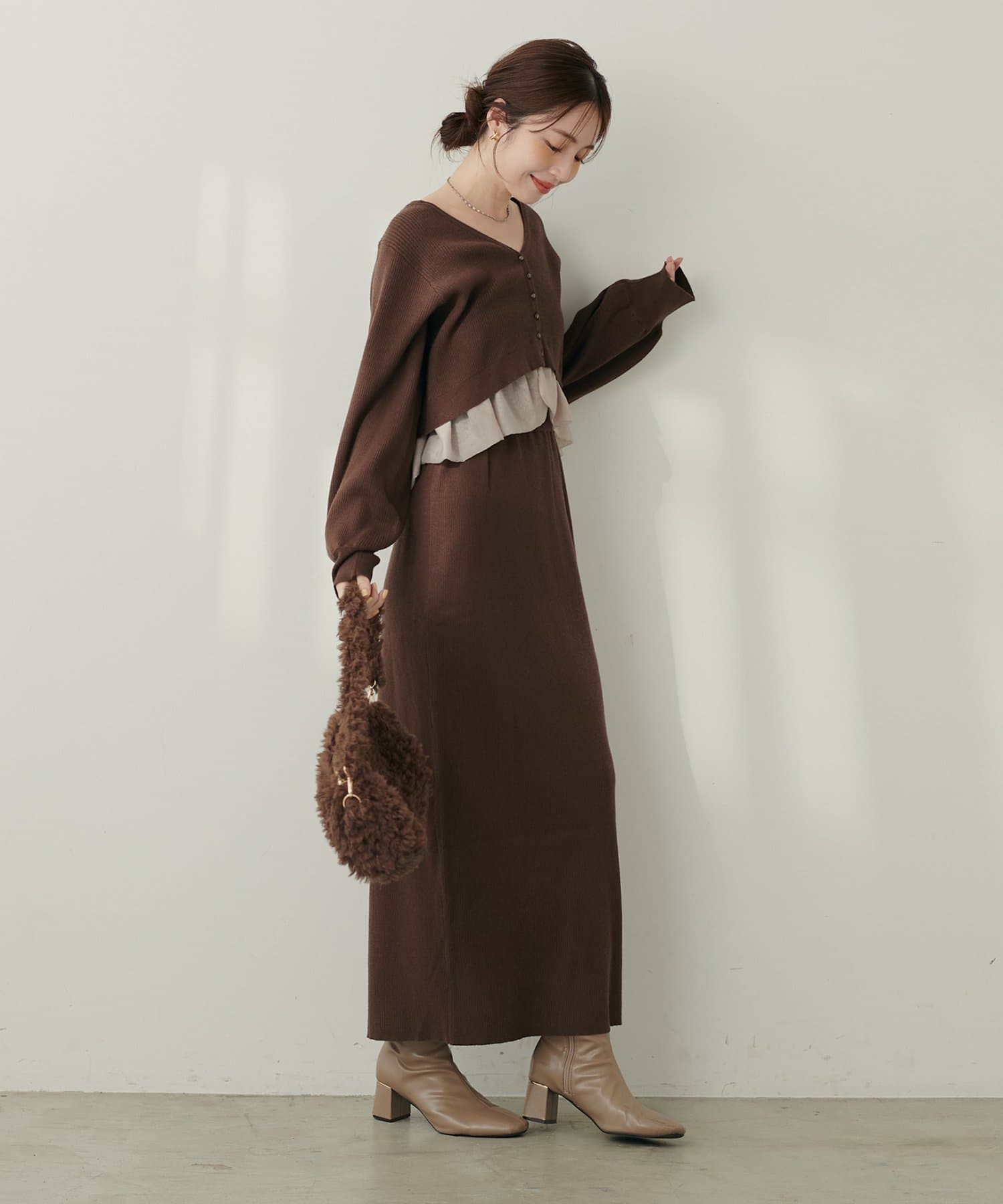 natural couture(ナチュラルクチュール) 【WEB限定】リブタイトスカート