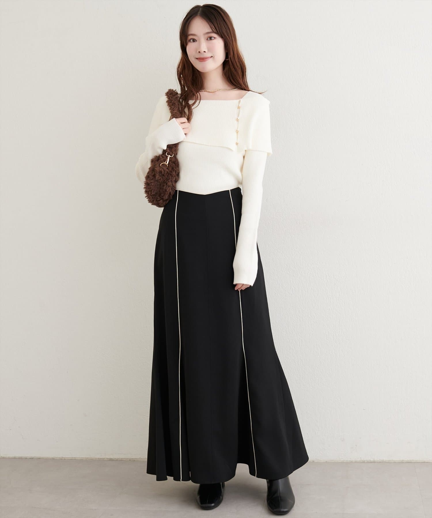 natural couture(ナチュラルクチュール) 【WEB限定】パイピングマーメイドスカート