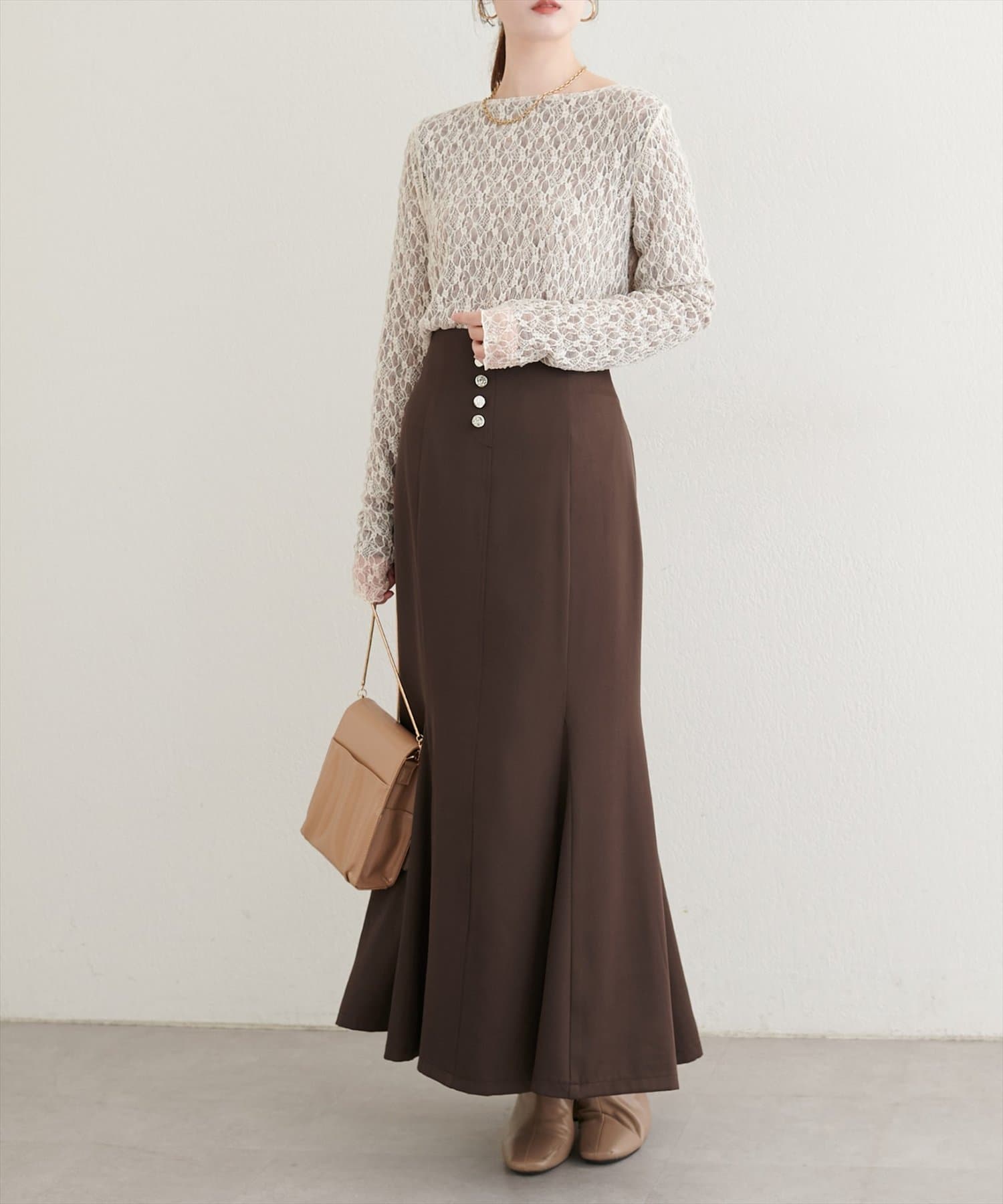 natural couture(ナチュラルクチュール) 【WEB限定】フロント釦マーメイドスカート