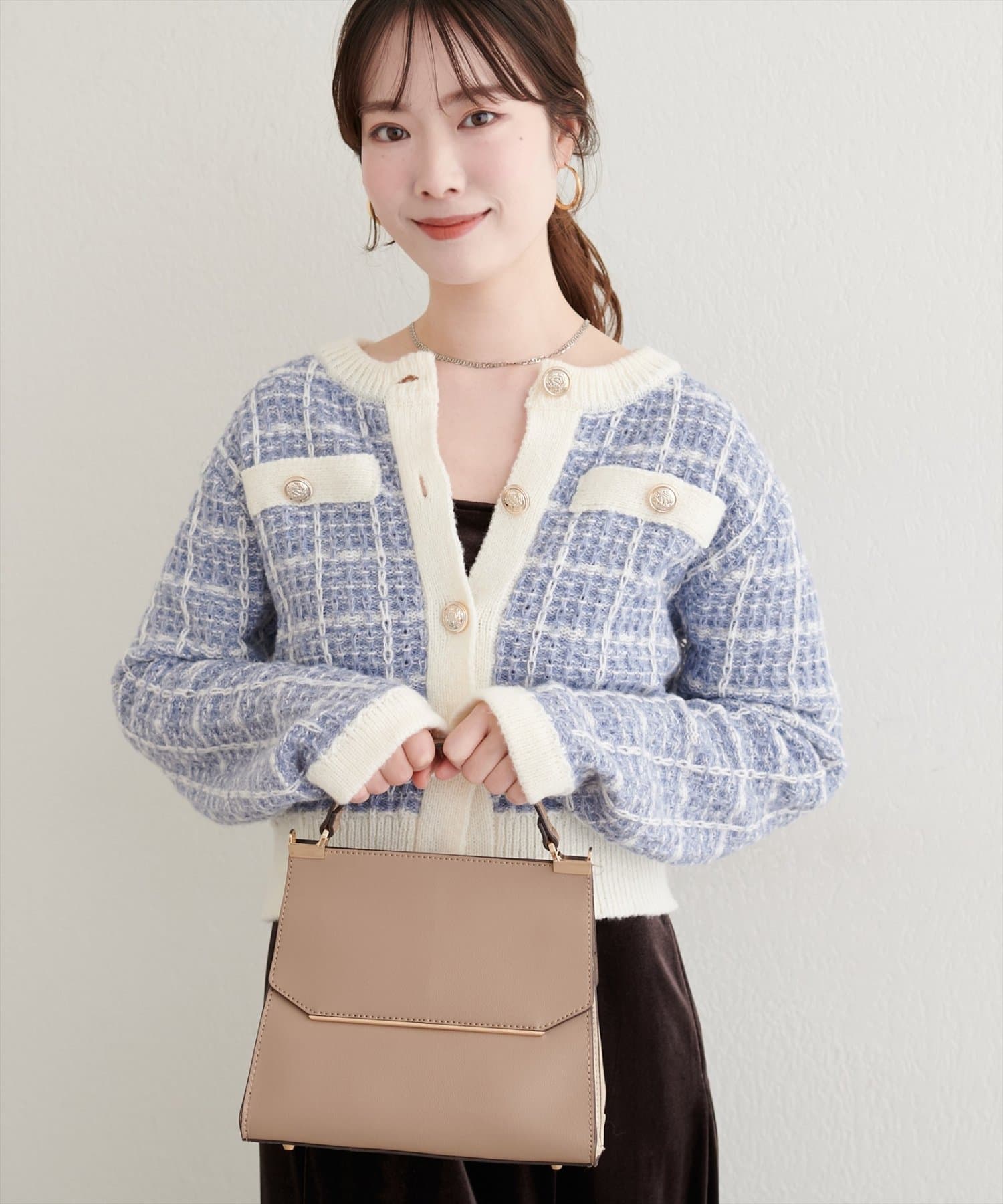 natural couture(ナチュラルクチュール) 【WEB限定】ツイード風カーディガン