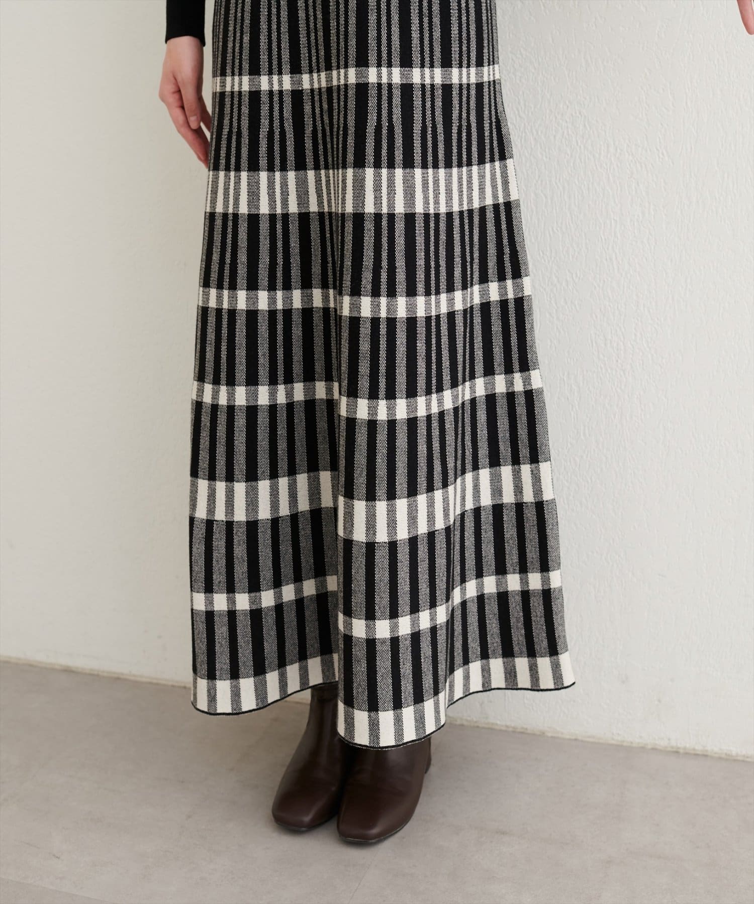 natural couture(ナチュラルクチュール) 【WEB限定】カシュクールチェックニットワンピース