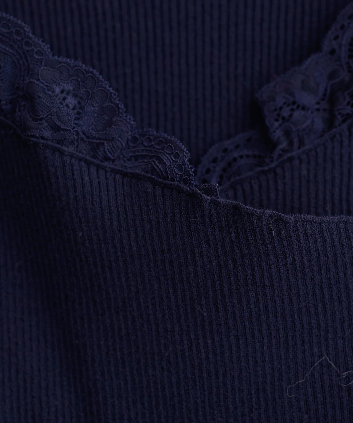 natural couture(ナチュラルクチュール) アシメレースネックリブニットプルオーバー