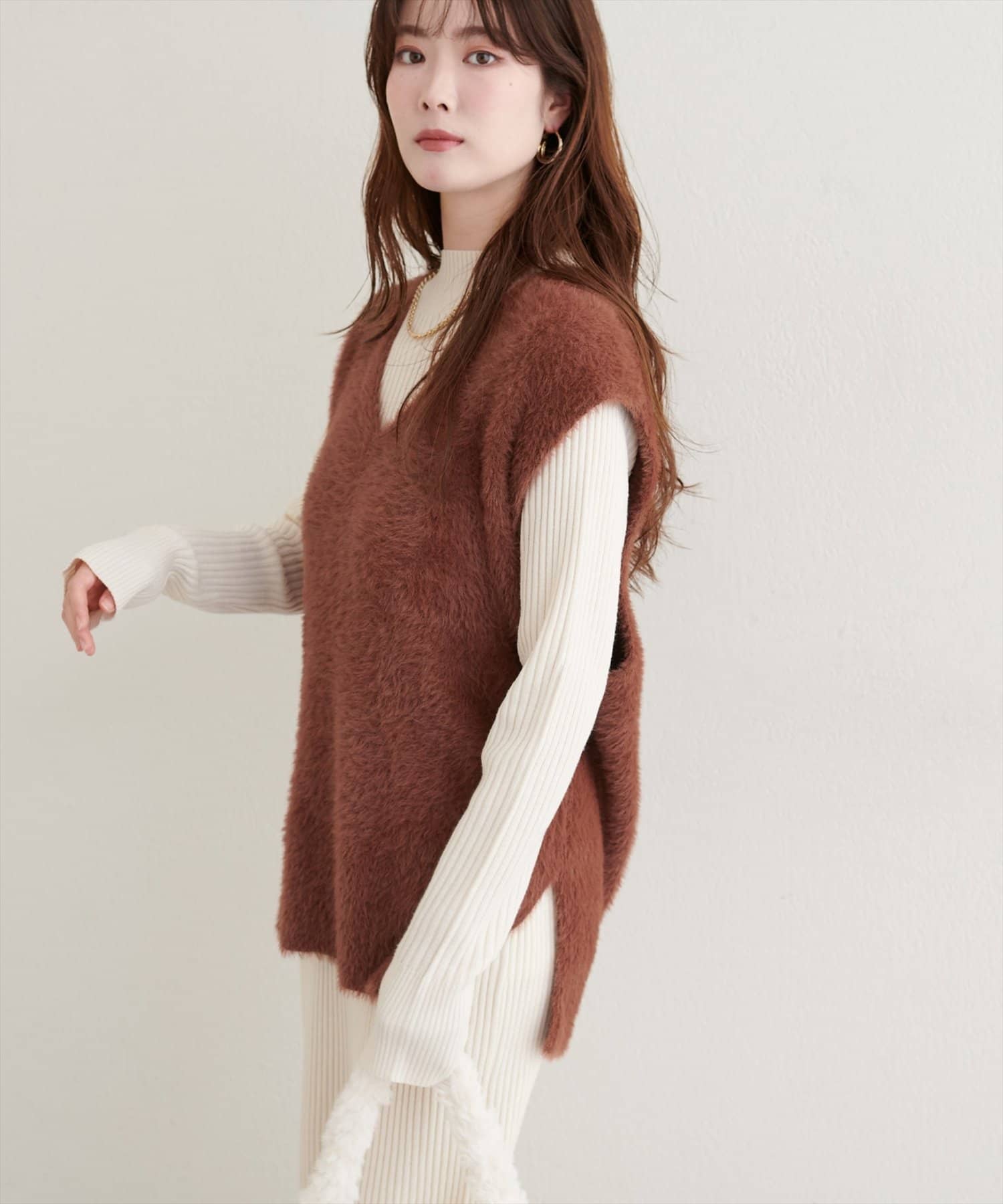 natural couture(ナチュラルクチュール) フェザーヤーンニットベスト