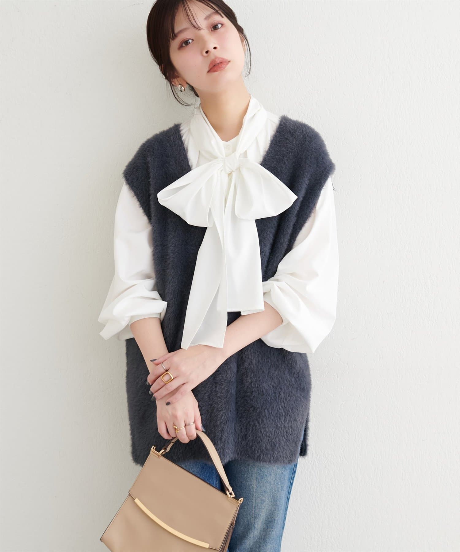 natural couture(ナチュラルクチュール) フェザーヤーンニットベスト