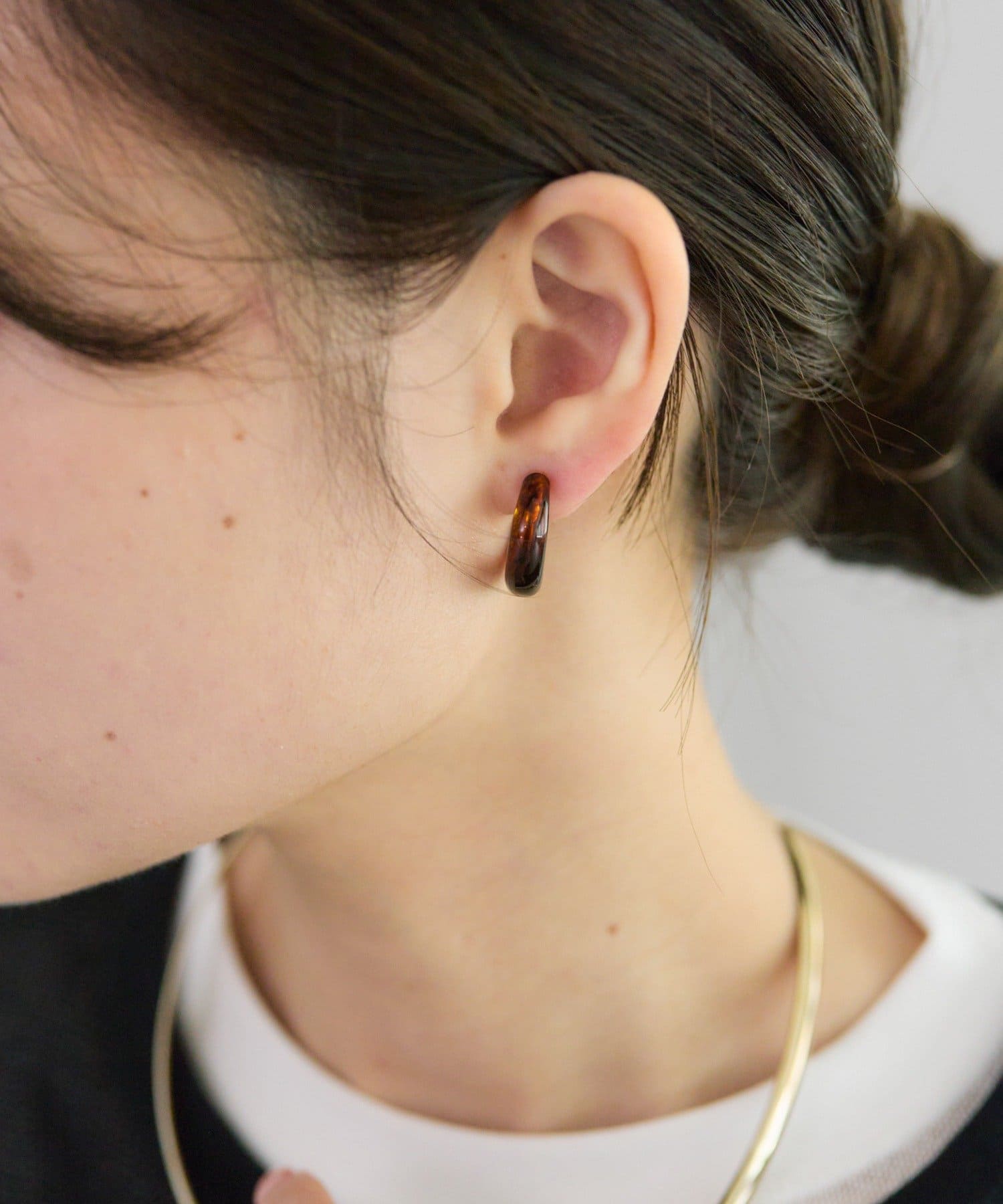 PUAL CE CIN(ピュアルセシン) べっ甲風フープイヤリング