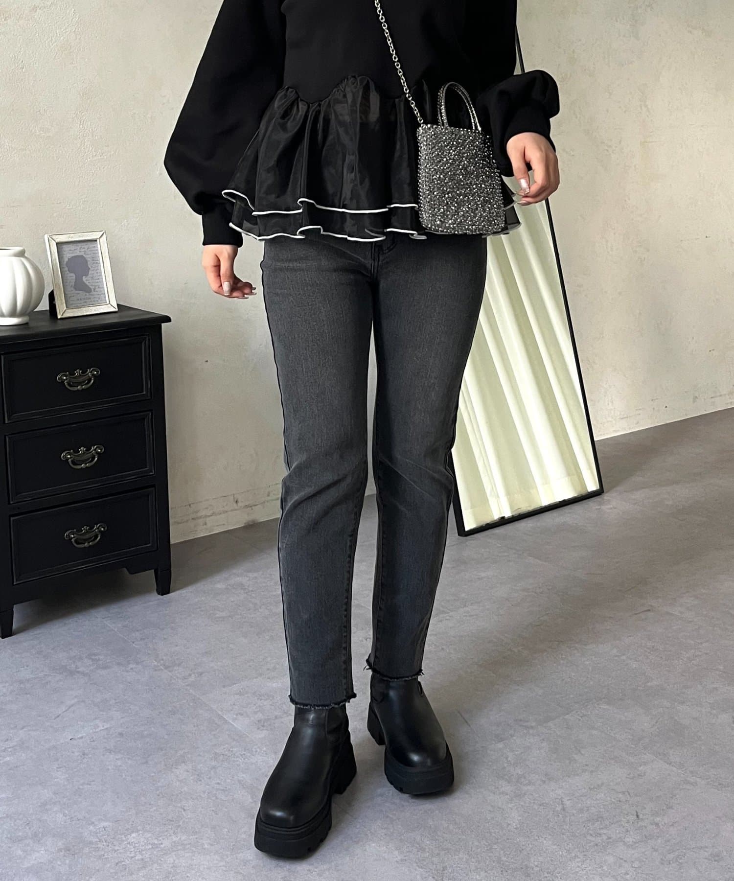 prose verse(プロズヴェール) 【MOMO】裏微起毛ストレッチテーパードデニム