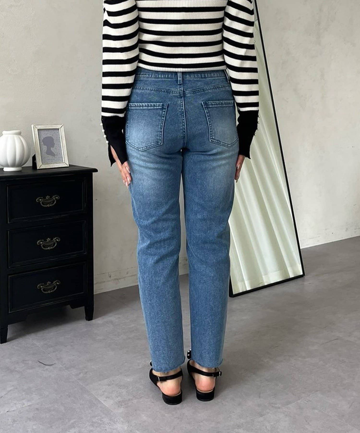 prose verse(プロズヴェール) 【MOMO】裏微起毛ストレッチテーパードデニム