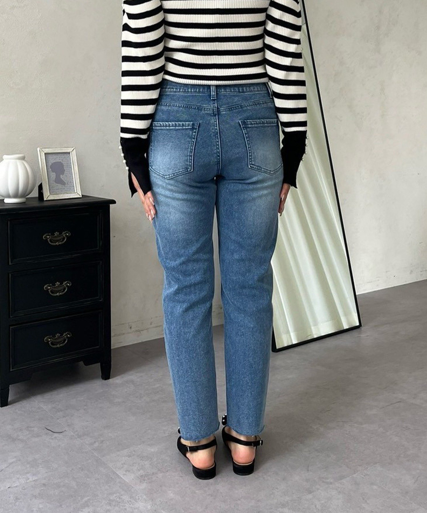 prose verse(プロズヴェール) 【MOMO】裏微起毛ストレッチテーパードデニム