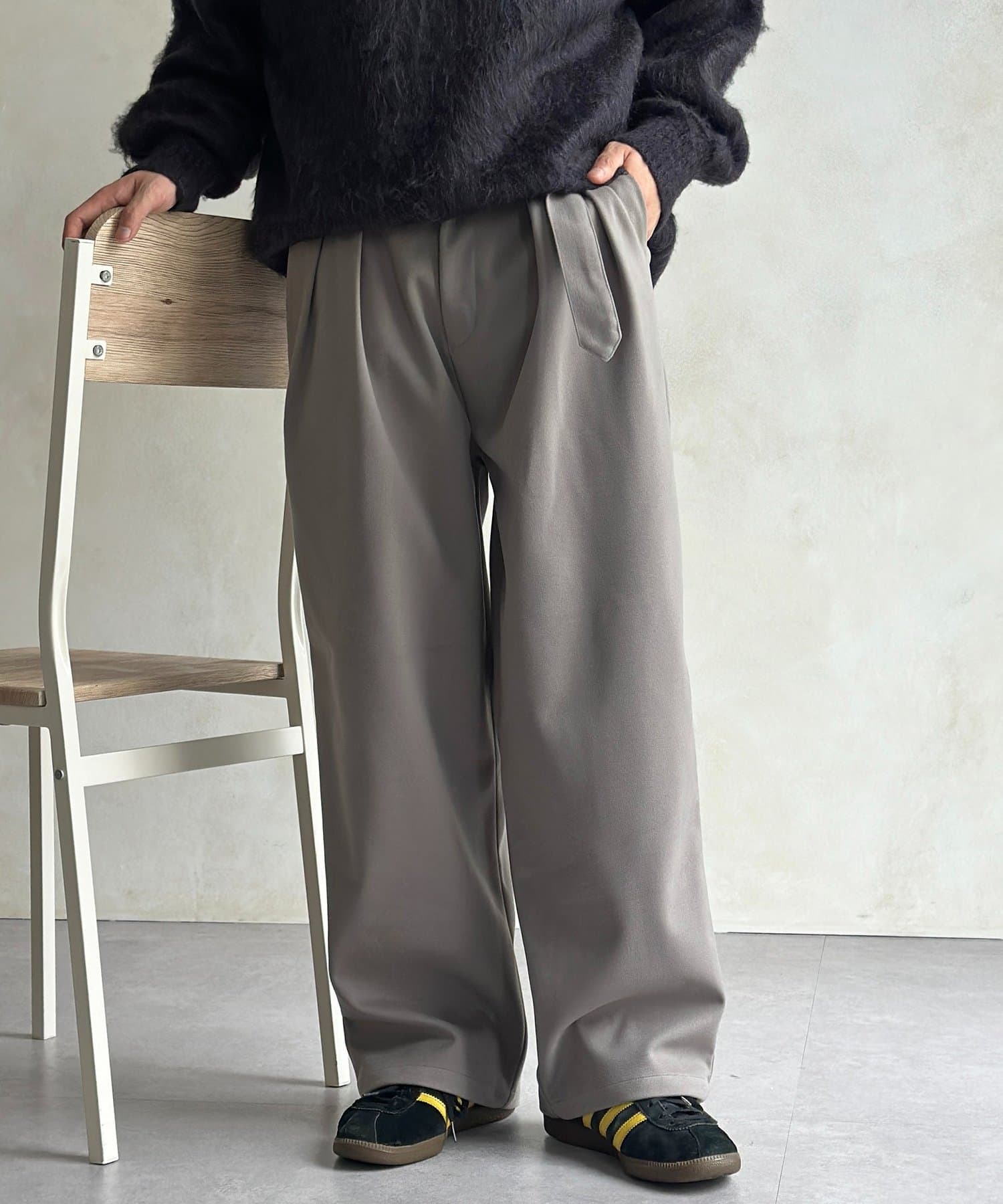 CPCM(シーピーシーエム) フェイクウールベルテッドスラックス