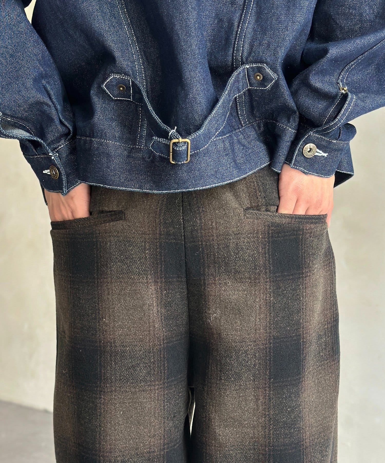 CPCM(シーピーシーエム) フェイクウールベルテッドスラックス