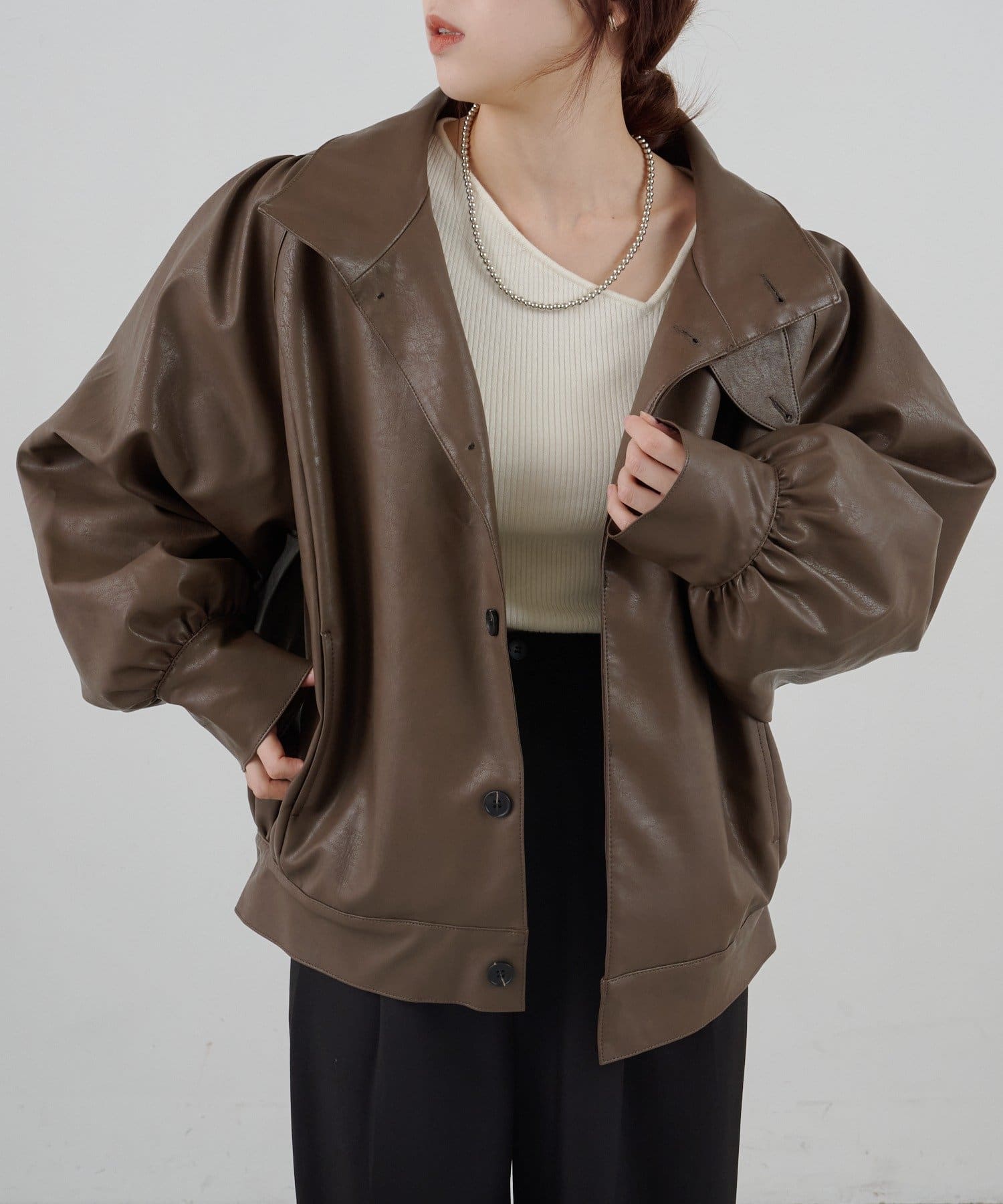 SHENERY(シーナリー) フェイクレザーブルゾン