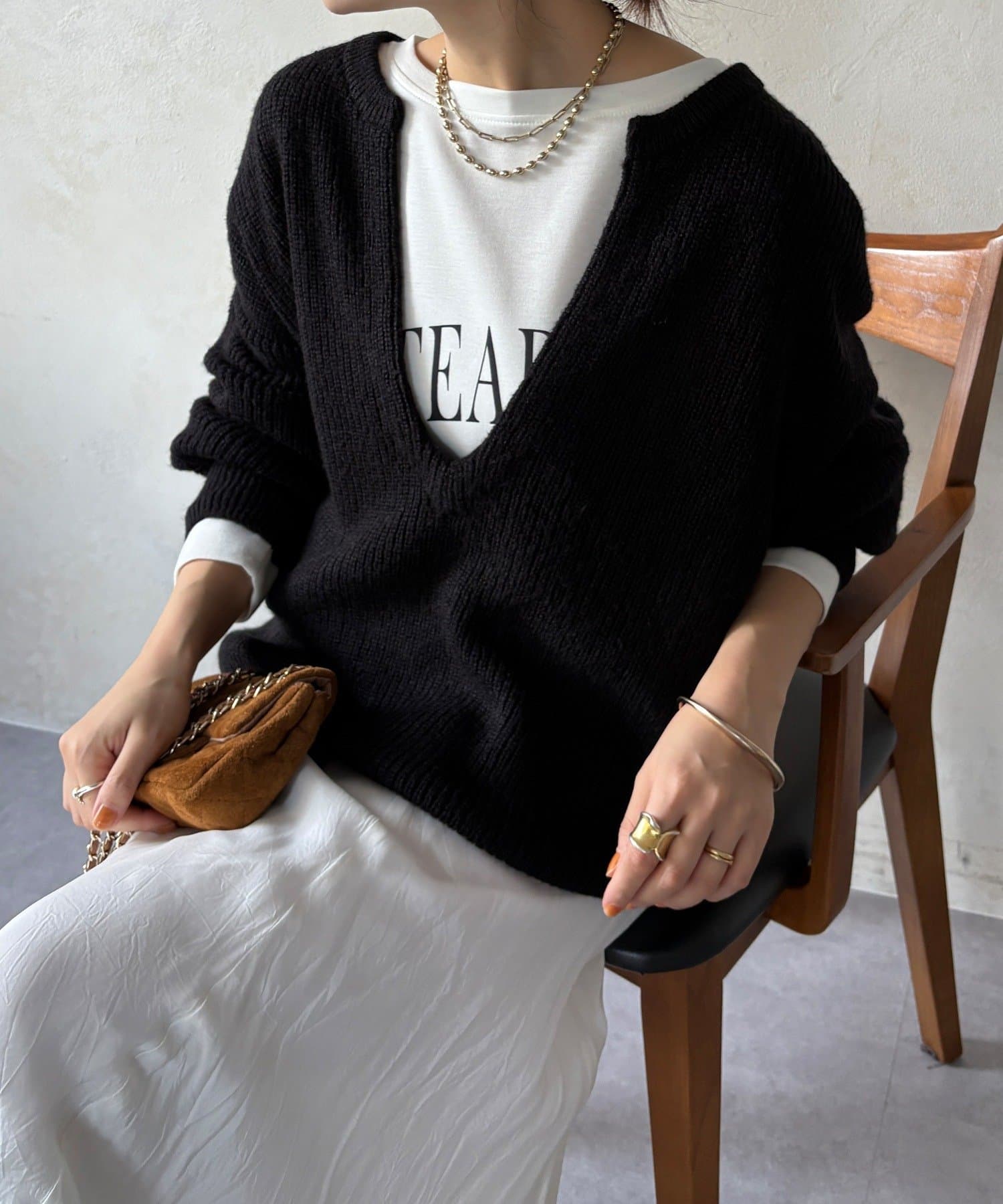 DOUDOU(ドゥドゥ) ウール混スキッパープルオーバー