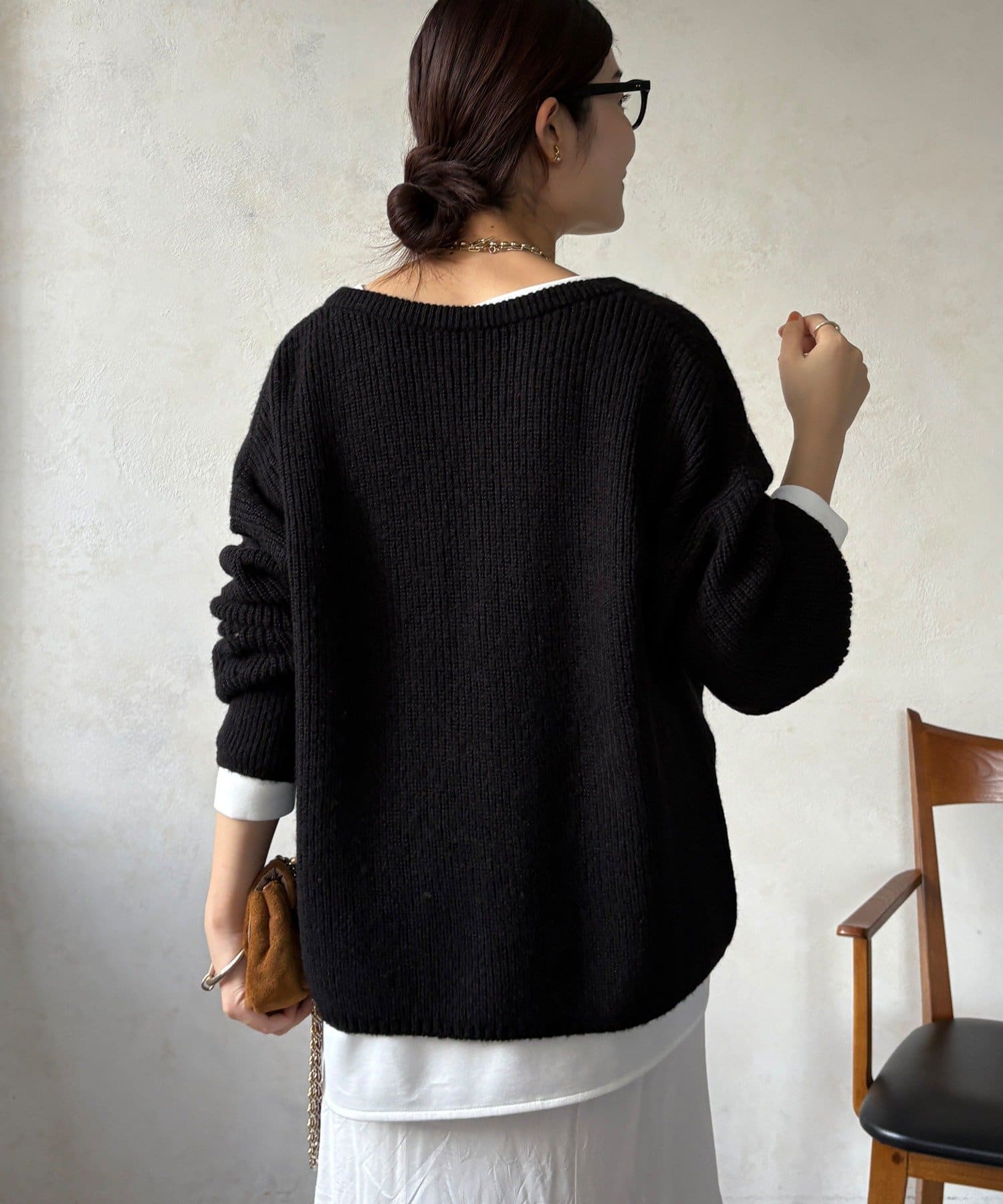 DOUDOU(ドゥドゥ) ウール混スキッパープルオーバー