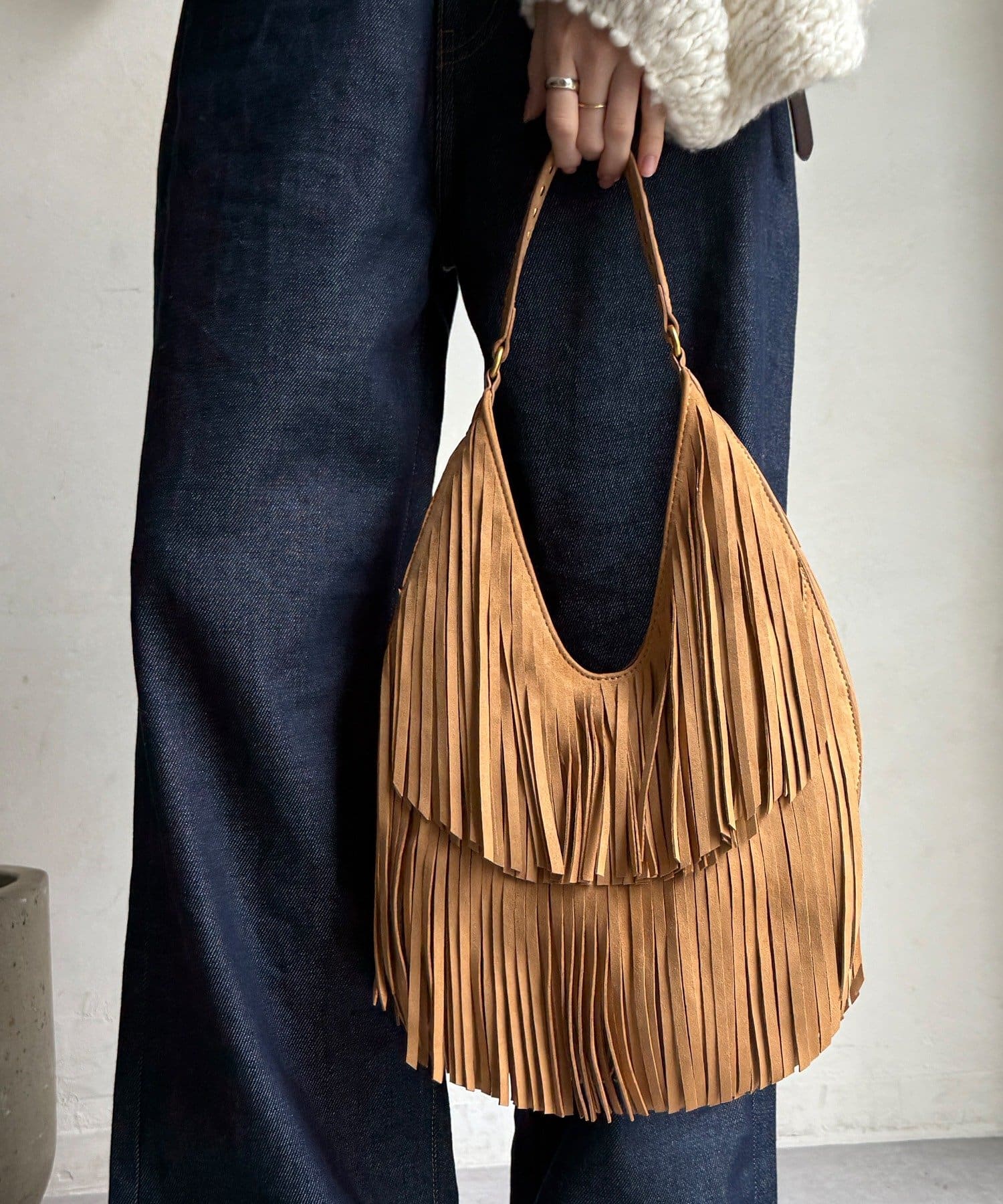 DOUDOU(ドゥドゥ) 【WEB限定】スエードフリンジセミショルダー