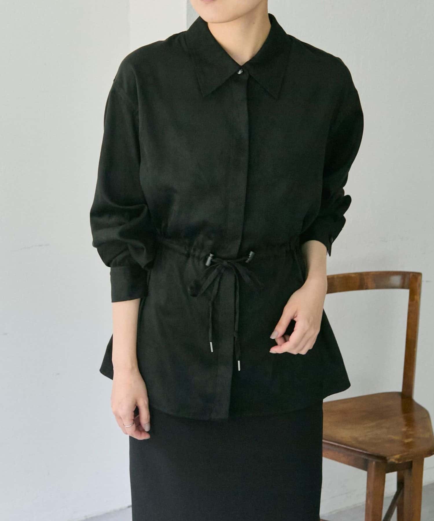 ear PAPILLONNER(イア パピヨネ) 《ドロスト付き/シルエットチェンジ可》スエードドロストチュニック/スエードシャツ【SUM1 STYLE(スミスタイル)】