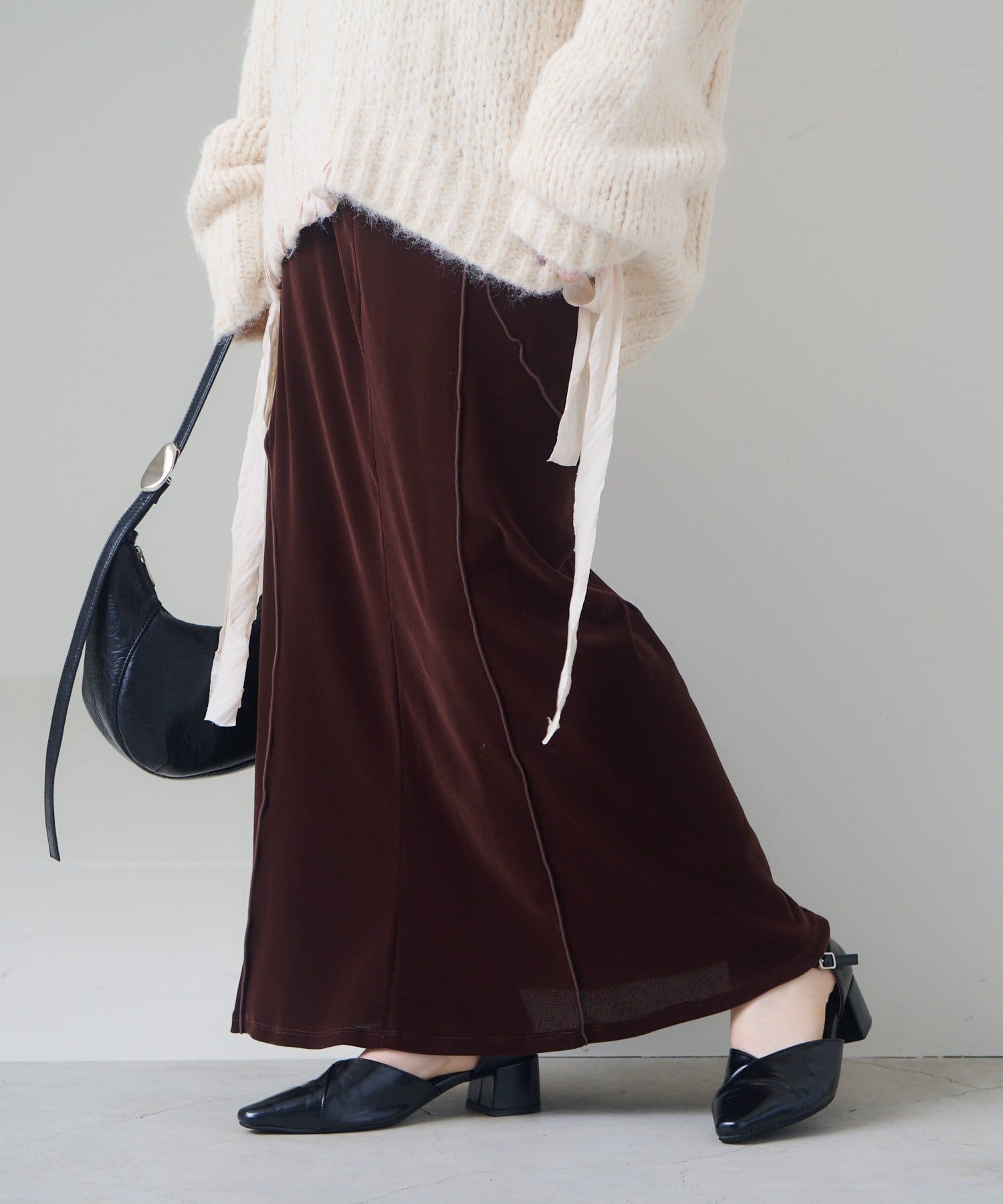 Kastane(カスタネ) 【11.13(木)〜SETFAIR KNITSET対象/2サイズ展開/低身長サイズ】ベロアメロウスカート