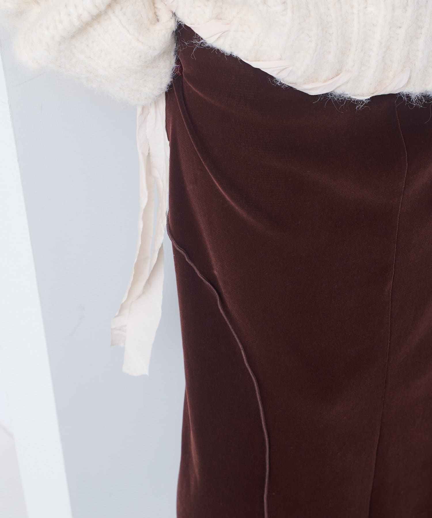 Kastane(カスタネ) 【11.13(木)〜SETFAIR KNITSET対象/2サイズ展開/低身長サイズ】ベロアメロウスカート