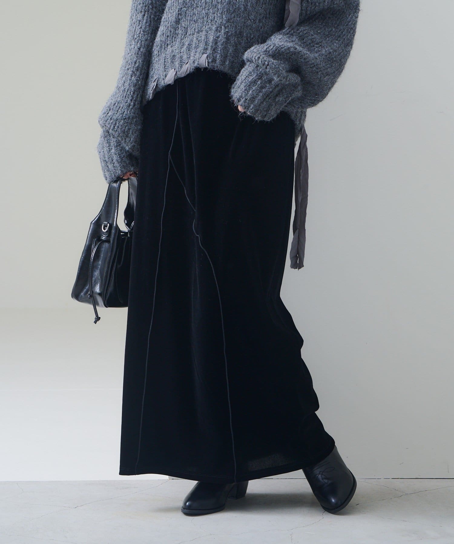 Kastane(カスタネ) 【11.13(木)〜SETFAIR KNITSET対象/2サイズ展開/低身長サイズ】ベロアメロウスカート