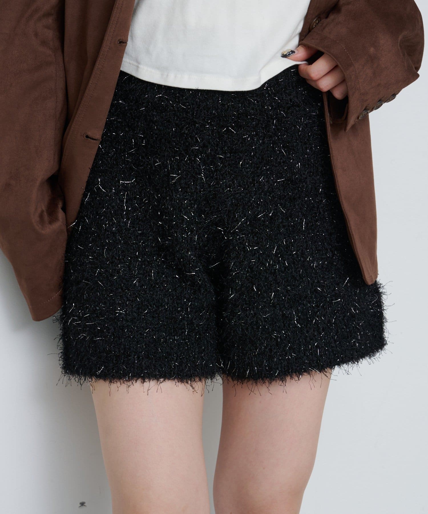 Kastane(カスタネ) シャギーラメニットショートパンツ
