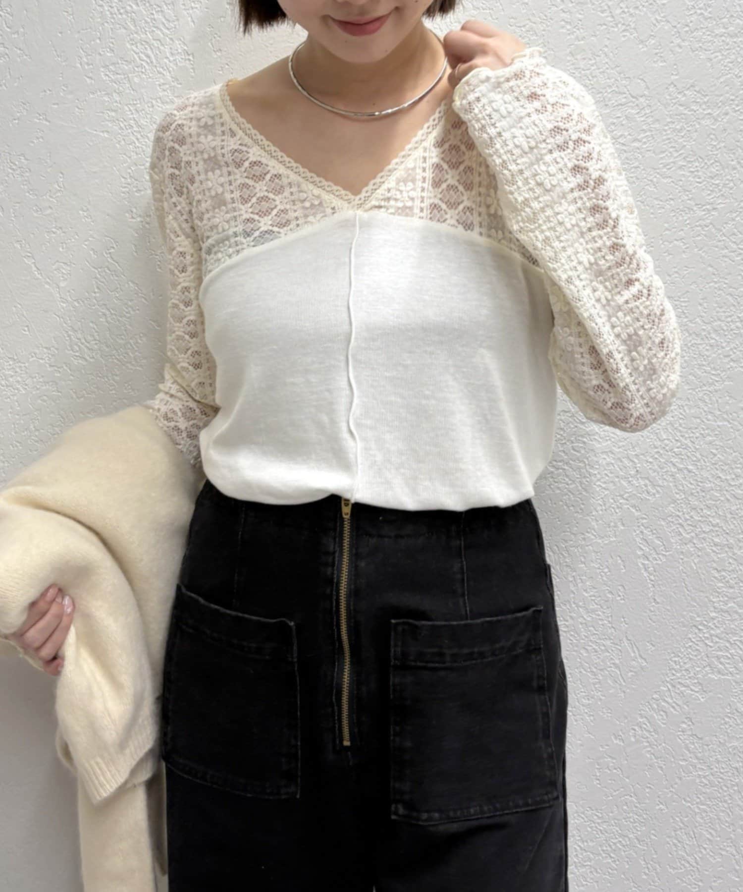 Omekashi(オメカシ) レース切替ニットソー