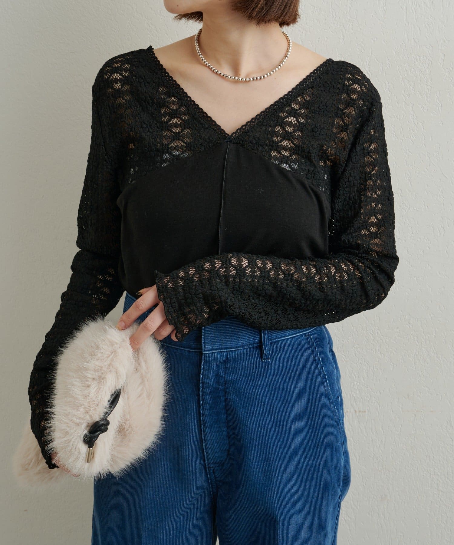 Omekashi(オメカシ) レース切替ニットソー