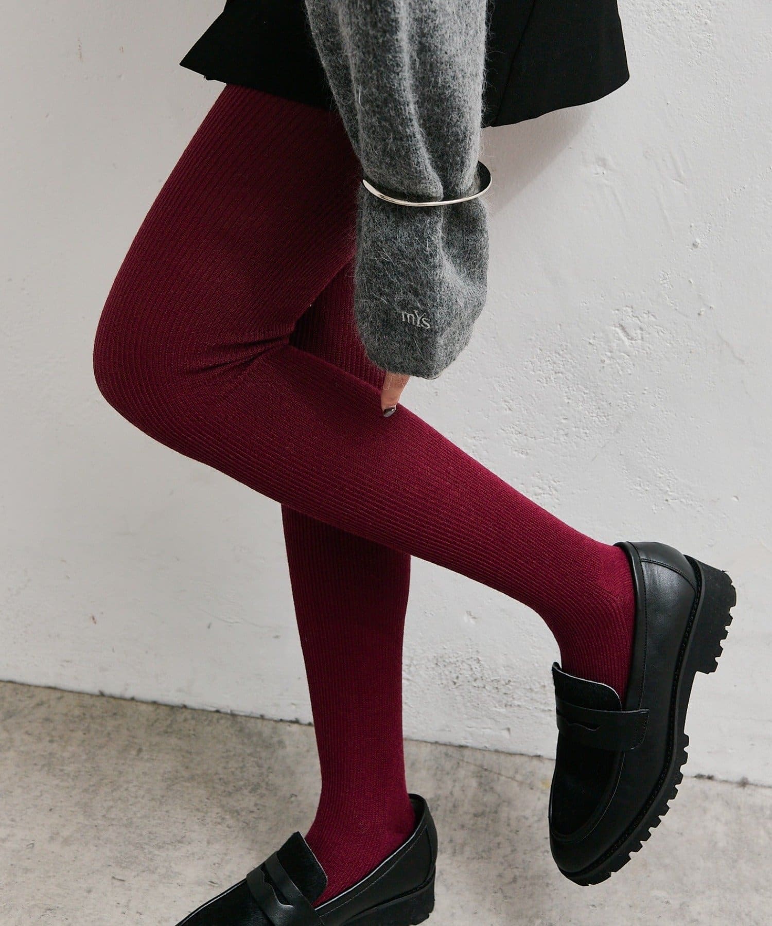 mystic(ミスティック) ウール混リブタイツ