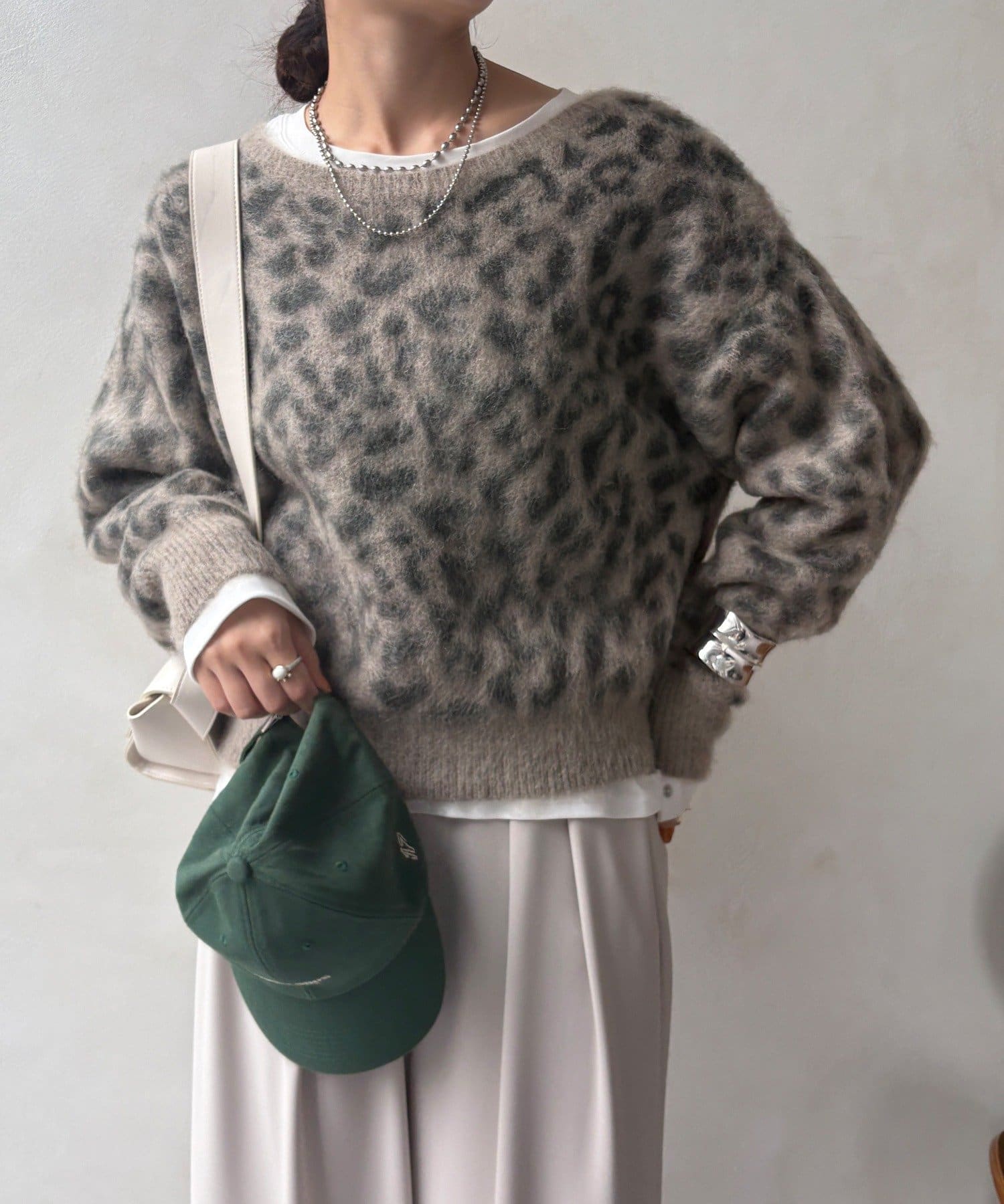 DOUDOU(ドゥドゥ) レオパード柄起毛ニット