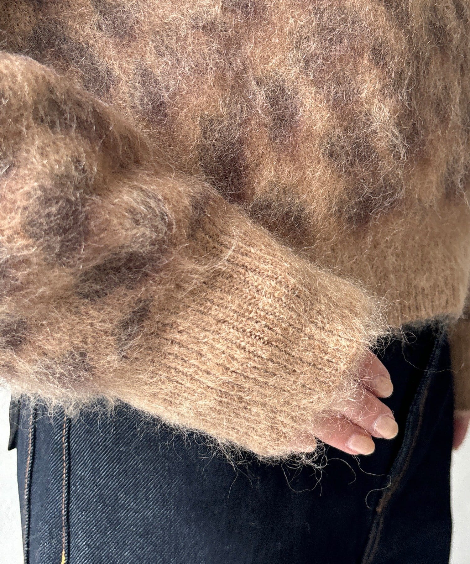 DOUDOU(ドゥドゥ) レオパード柄起毛ニット