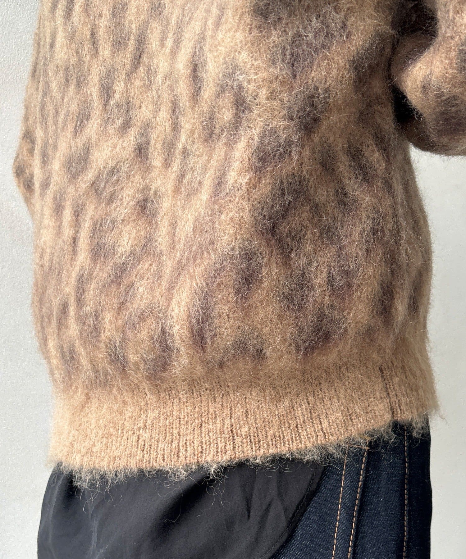 DOUDOU(ドゥドゥ) レオパード柄起毛ニット