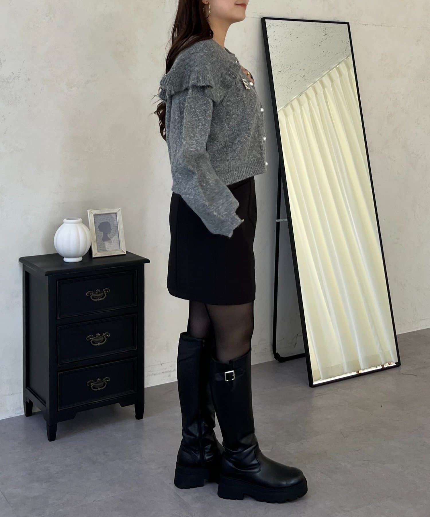 prose verse(プロズヴェール) ビッグカラーハート柄ケーブルニットカーデ