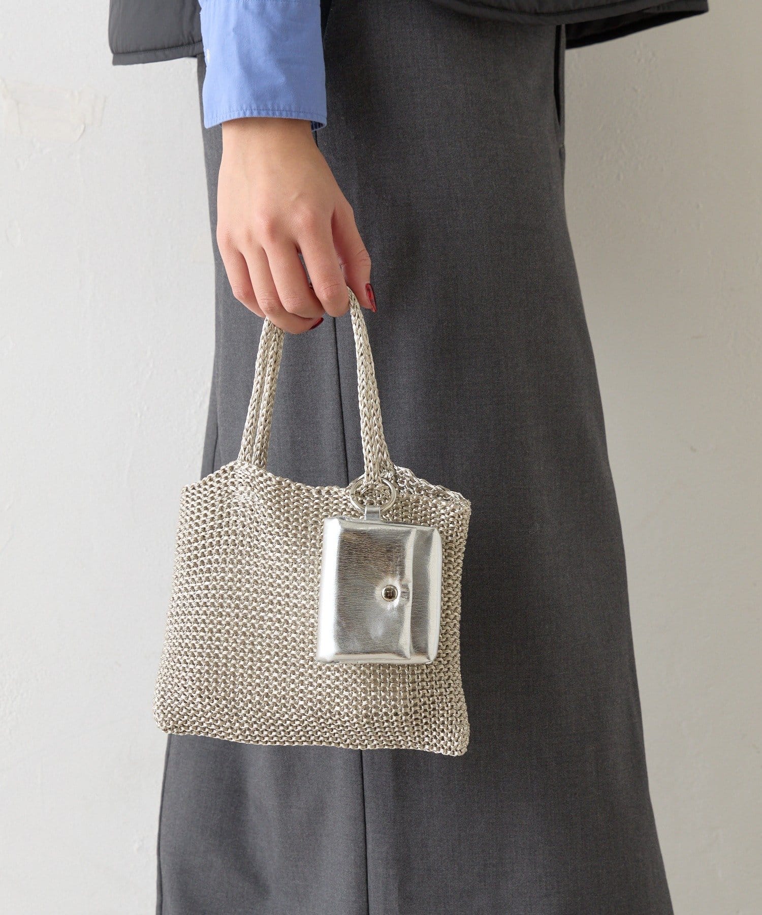 BIRTHDAY BAR(バースデイバー) 【cache cache カシュカシュ】ミニポーチ付ラメ糸ミニバッグ