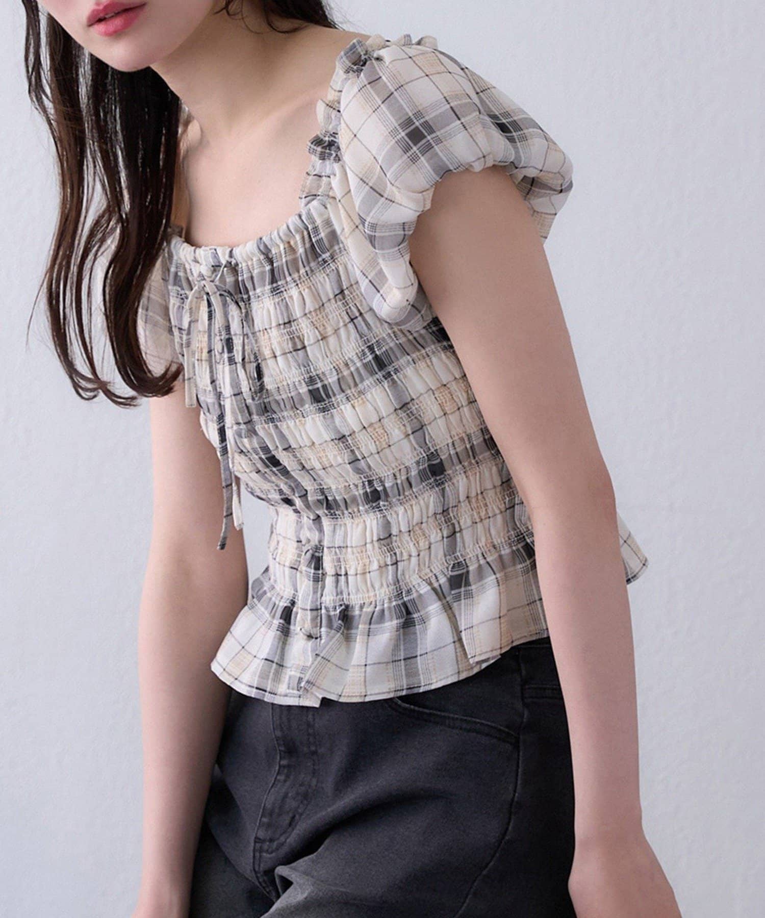 NICE CLAUP / OLIVE des OLIVE OUTLET(ナイスクラップ  / オリーブ デ オリーブ アウトレット) 【one after another】シャーリングブラウス