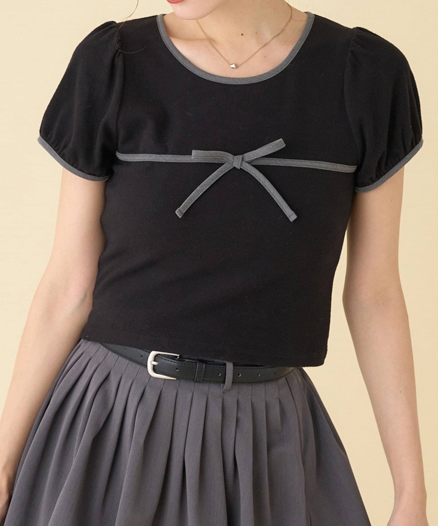 NICE CLAUP / OLIVE des OLIVE OUTLET(ナイスクラップ  / オリーブ デ オリーブ アウトレット) 【one after another】配色リボンT