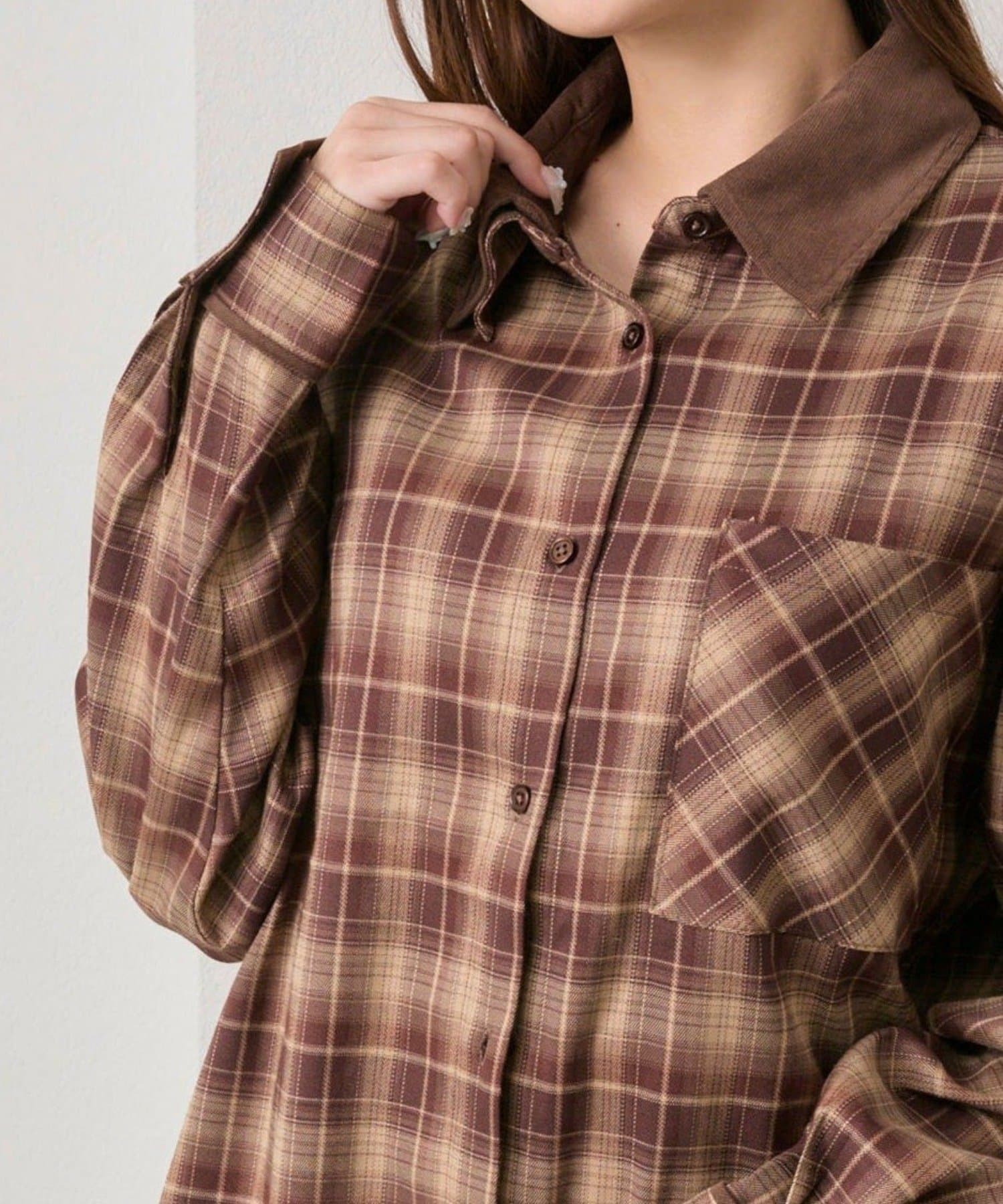 NICE CLAUP / OLIVE des OLIVE OUTLET(ナイスクラップ  / オリーブ デ オリーブ アウトレット) 【OLIVE des OLIVE】配色カラービッグシャツ