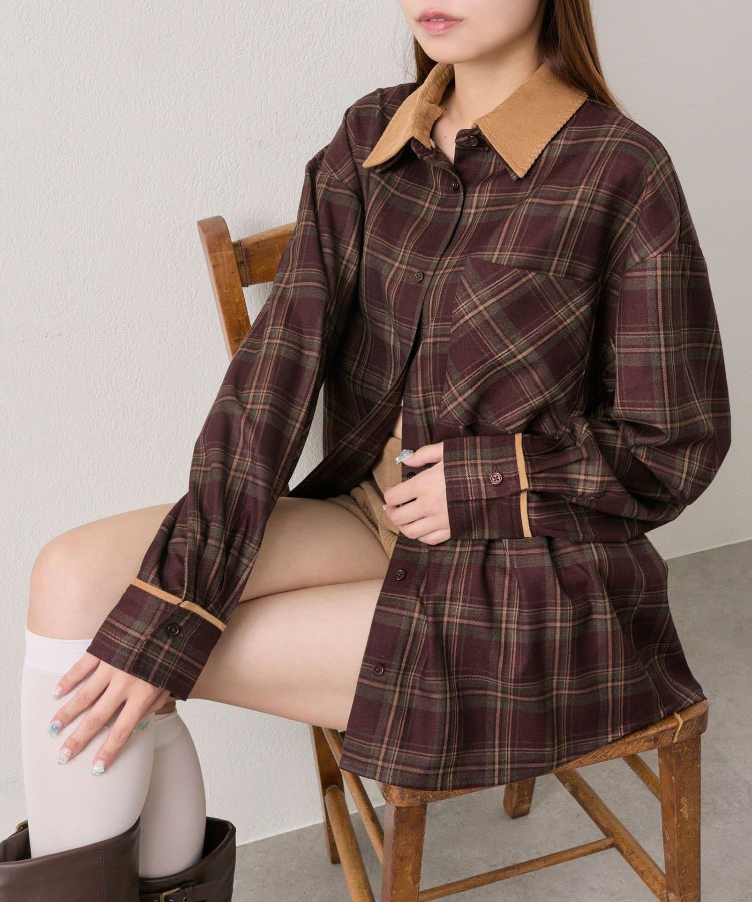 NICE CLAUP / OLIVE des OLIVE OUTLET(ナイスクラップ  / オリーブ デ オリーブ アウトレット) 【OLIVE des OLIVE】配色カラービッグシャツ
