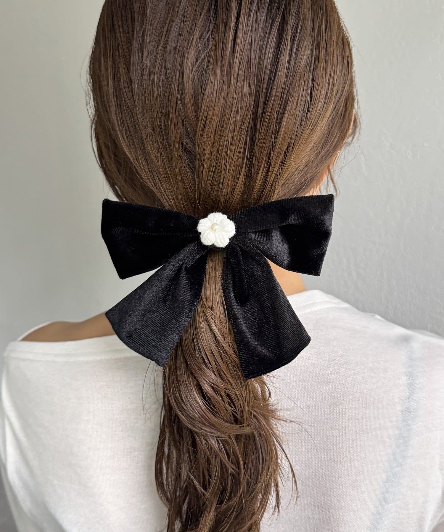 Lattice(ラティス) フラワーモチーフ付きリボンバレッタ