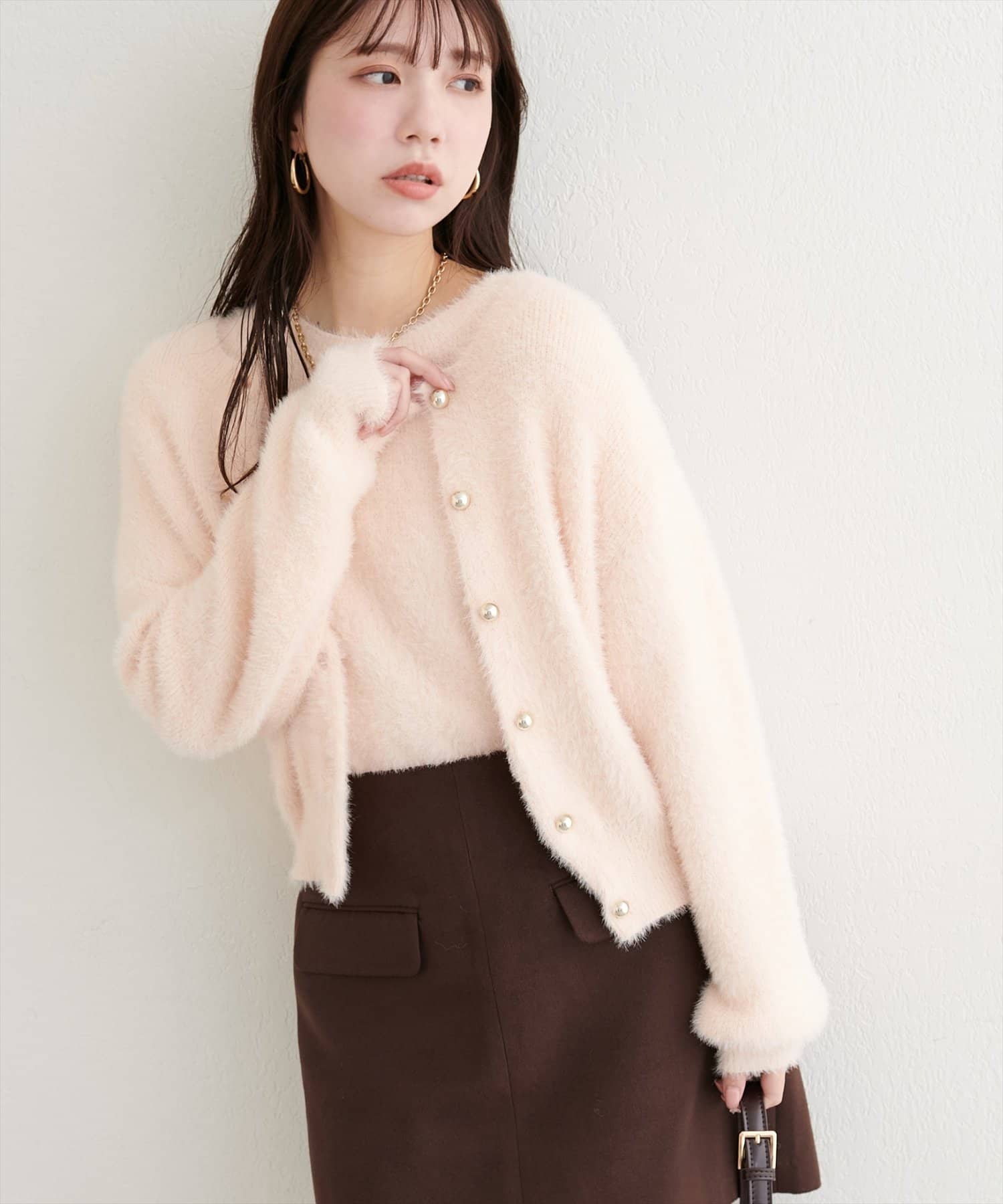 natural couture(ナチュラルクチュール) フェザーヤーンニットカーディガン