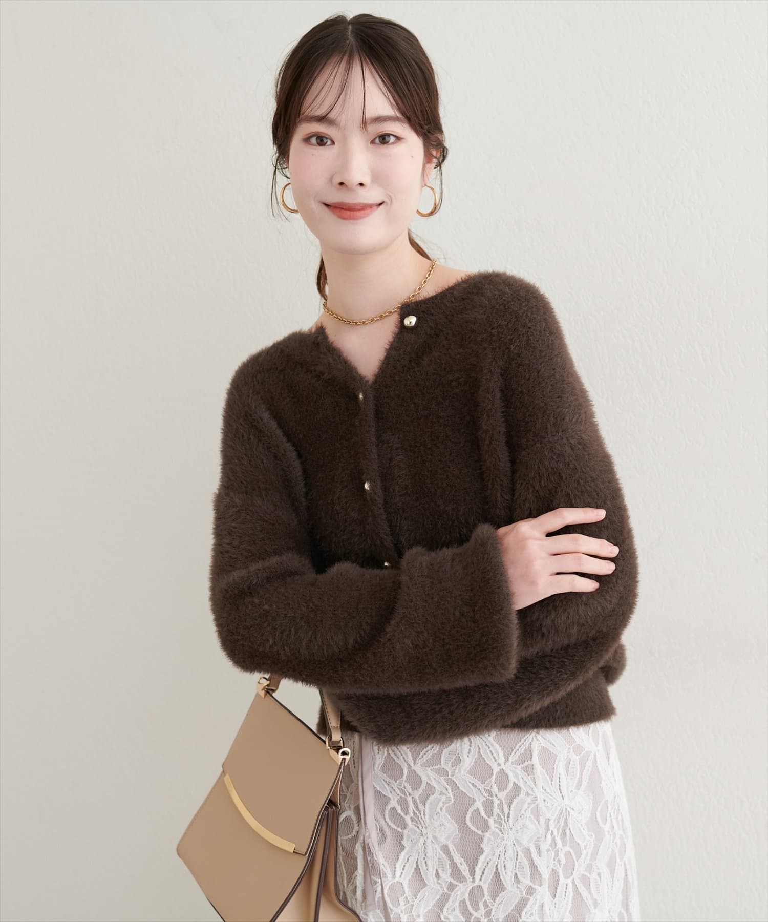 natural couture(ナチュラルクチュール) フェザーヤーンニットカーディガン