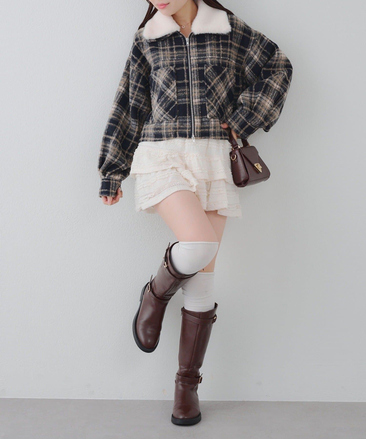 NICE CLAUP / OLIVE des OLIVE OUTLET(ナイスクラップ  / オリーブ デ オリーブ アウトレット) 【RMAF】衿ファー付チャックショートジャケット