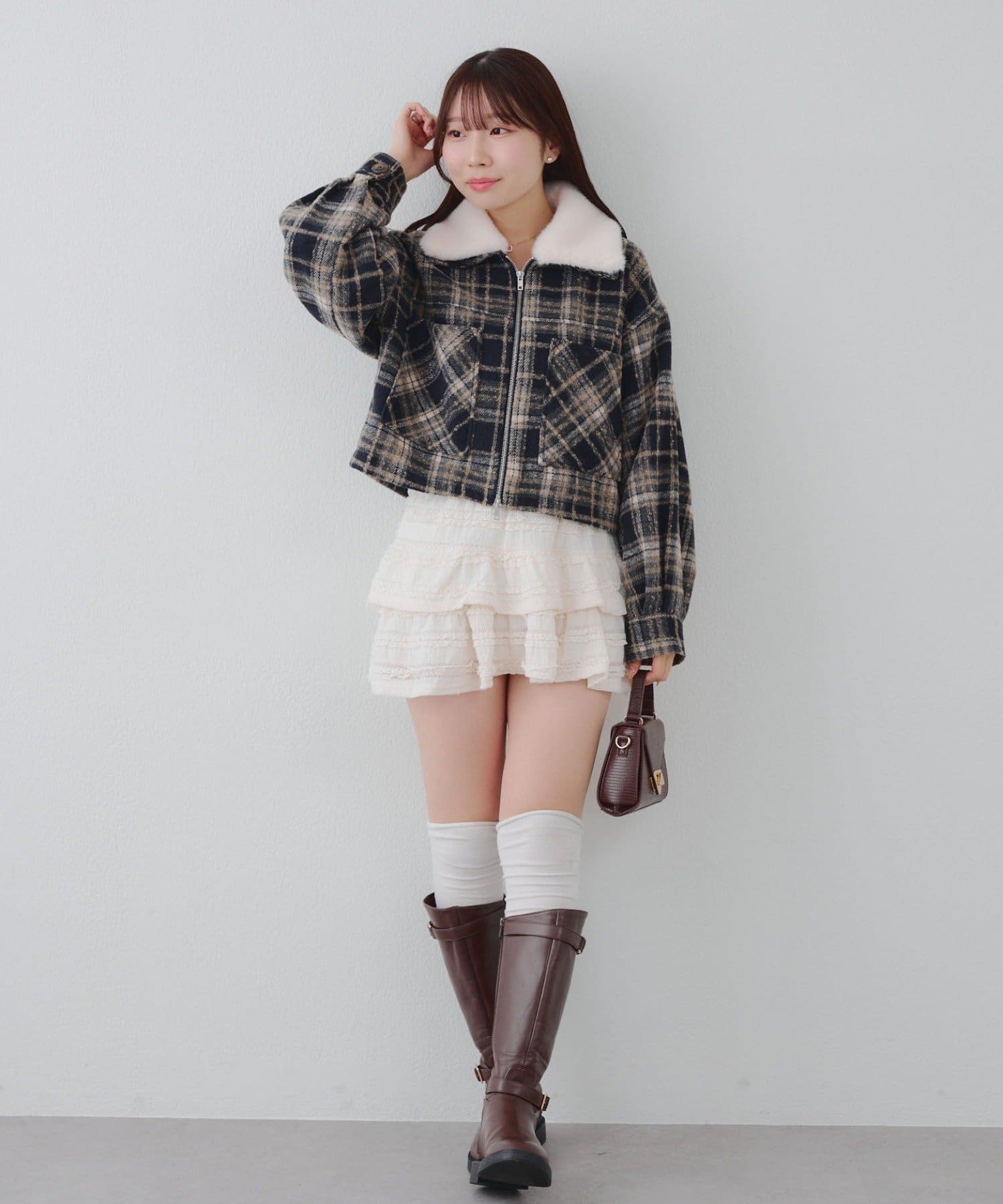 NICE CLAUP / OLIVE des OLIVE OUTLET(ナイスクラップ  / オリーブ デ オリーブ アウトレット) 【RMAF】衿ファー付チャックショートジャケット