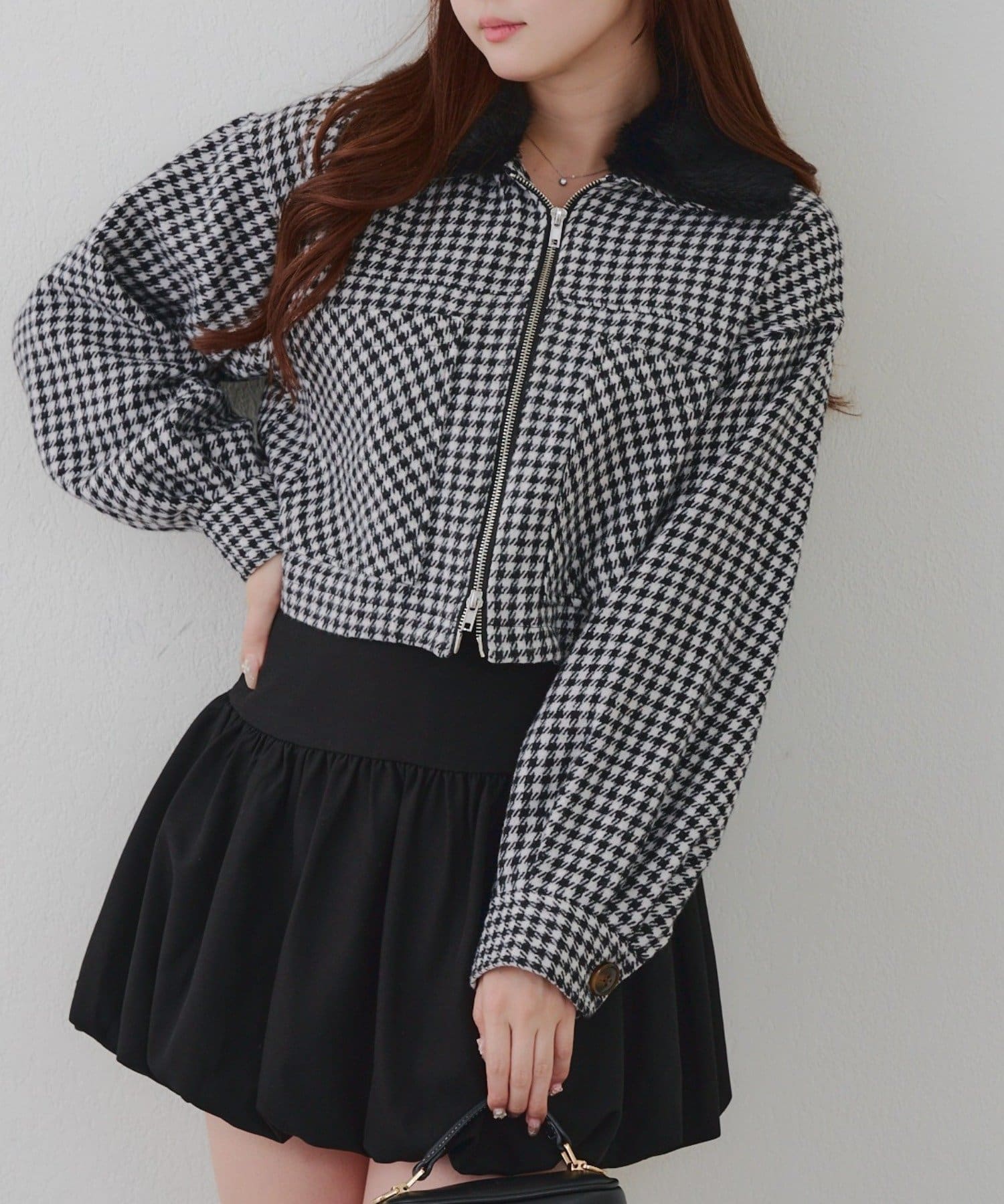 NICE CLAUP / OLIVE des OLIVE OUTLET(ナイスクラップ  / オリーブ デ オリーブ アウトレット) 【RMAF】衿ファー付チャックショートジャケット