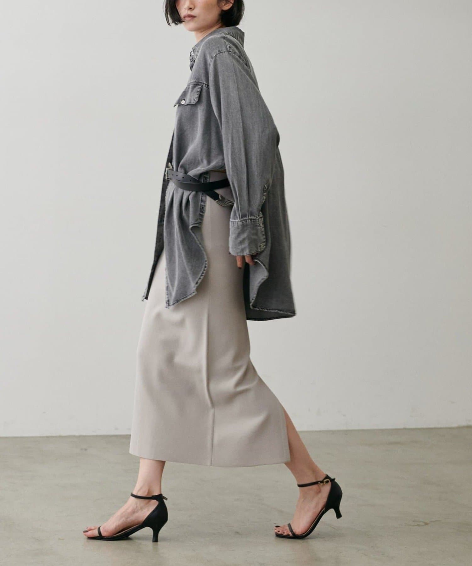 NICE CLAUP / OLIVE des OLIVE OUTLET(ナイスクラップ  / オリーブ デ オリーブ アウトレット) 【LARUTA】ＵＶ＆接触冷感シンプルラインニットスカート