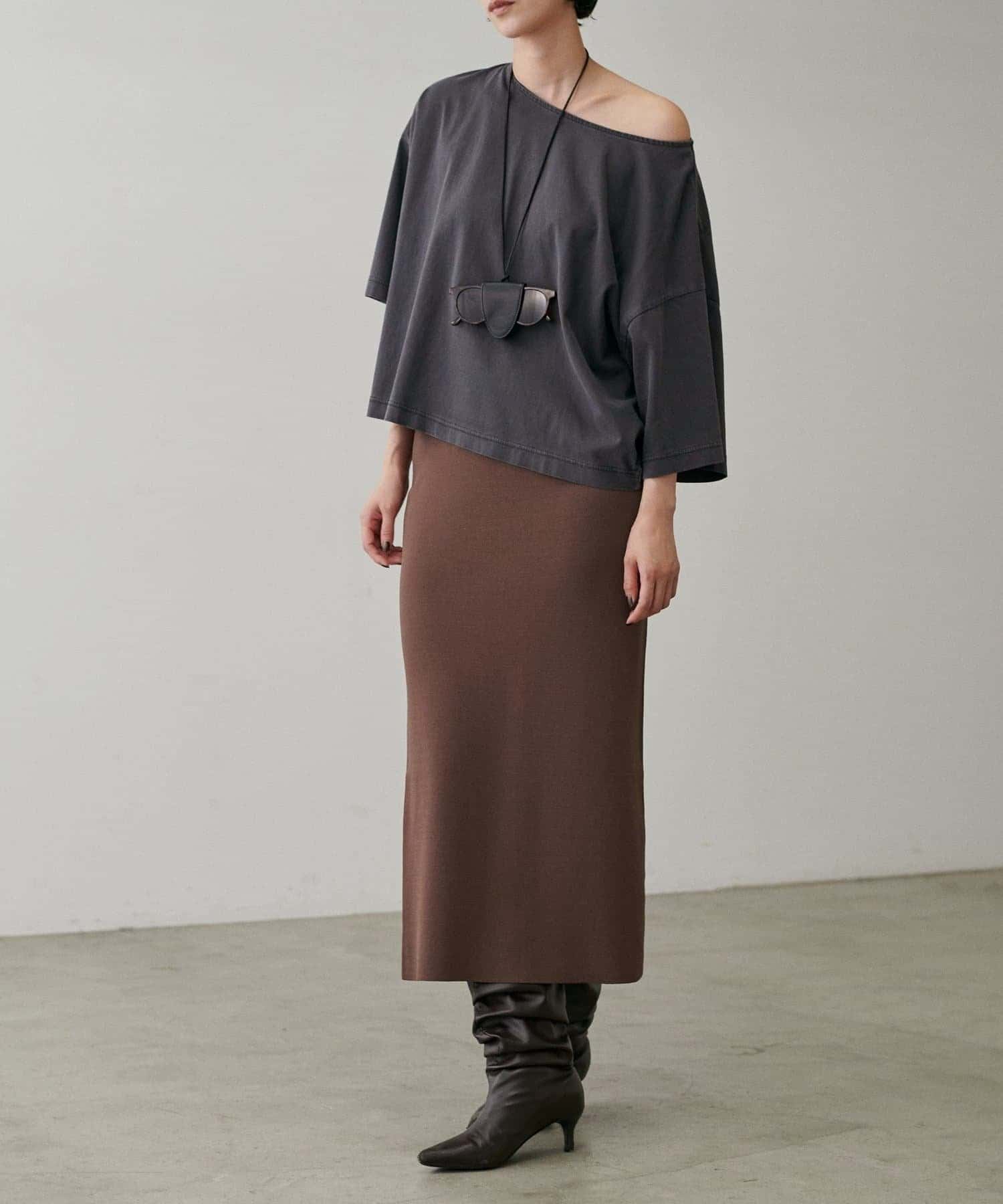 NICE CLAUP / OLIVE des OLIVE OUTLET(ナイスクラップ  / オリーブ デ オリーブ アウトレット) 【LARUTA】UV&接触冷感シンプルラインニットスカート