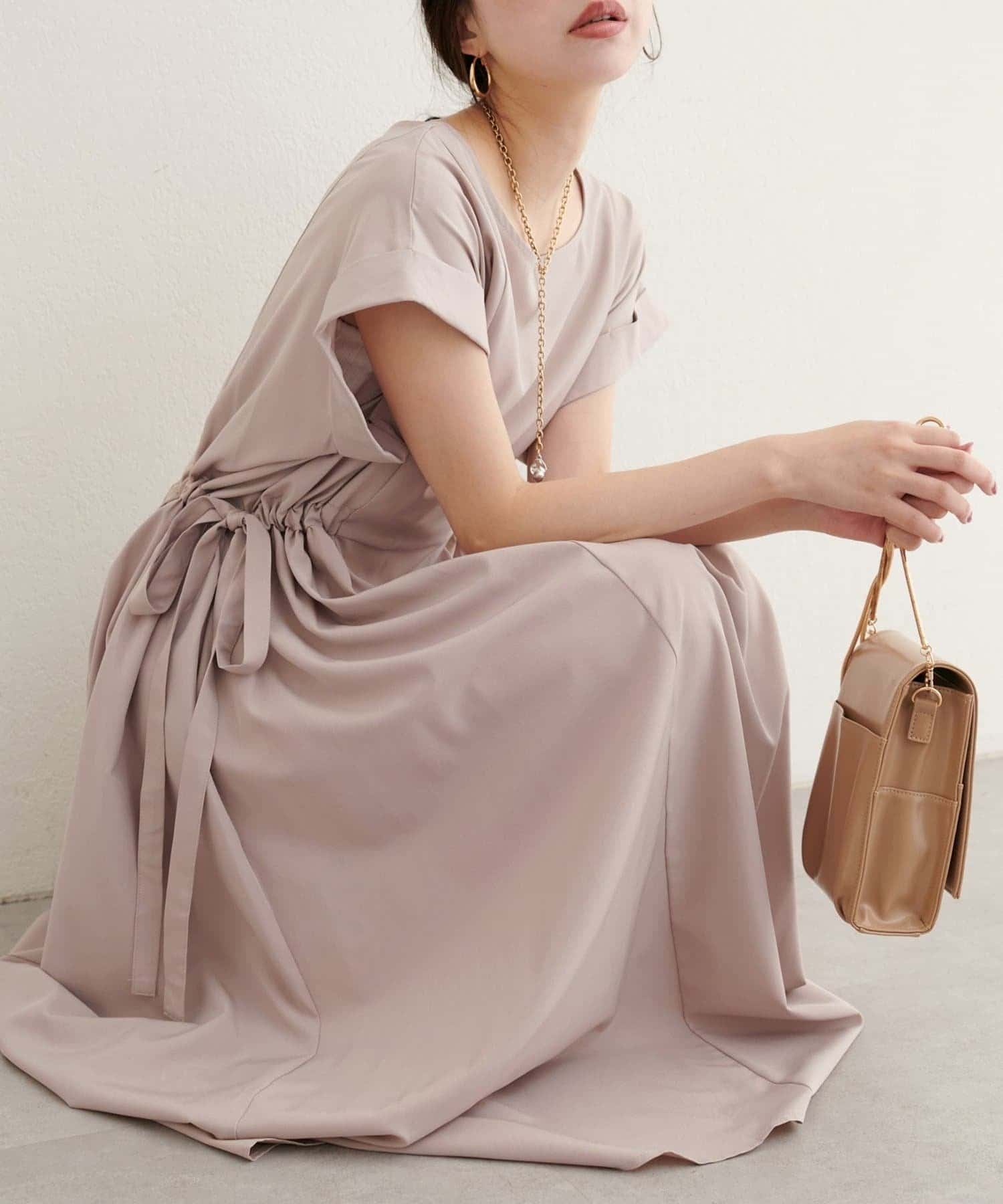 NICE CLAUP / OLIVE des OLIVE OUTLET(ナイスクラップ  / オリーブ デ オリーブ アウトレット) 【natural couture】サイドドロストワンピース