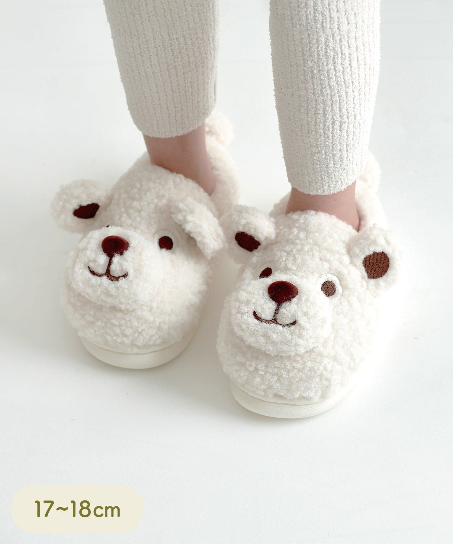 3COINS(スリーコインズ) KIDSくまモコスリッパ：17～18cm