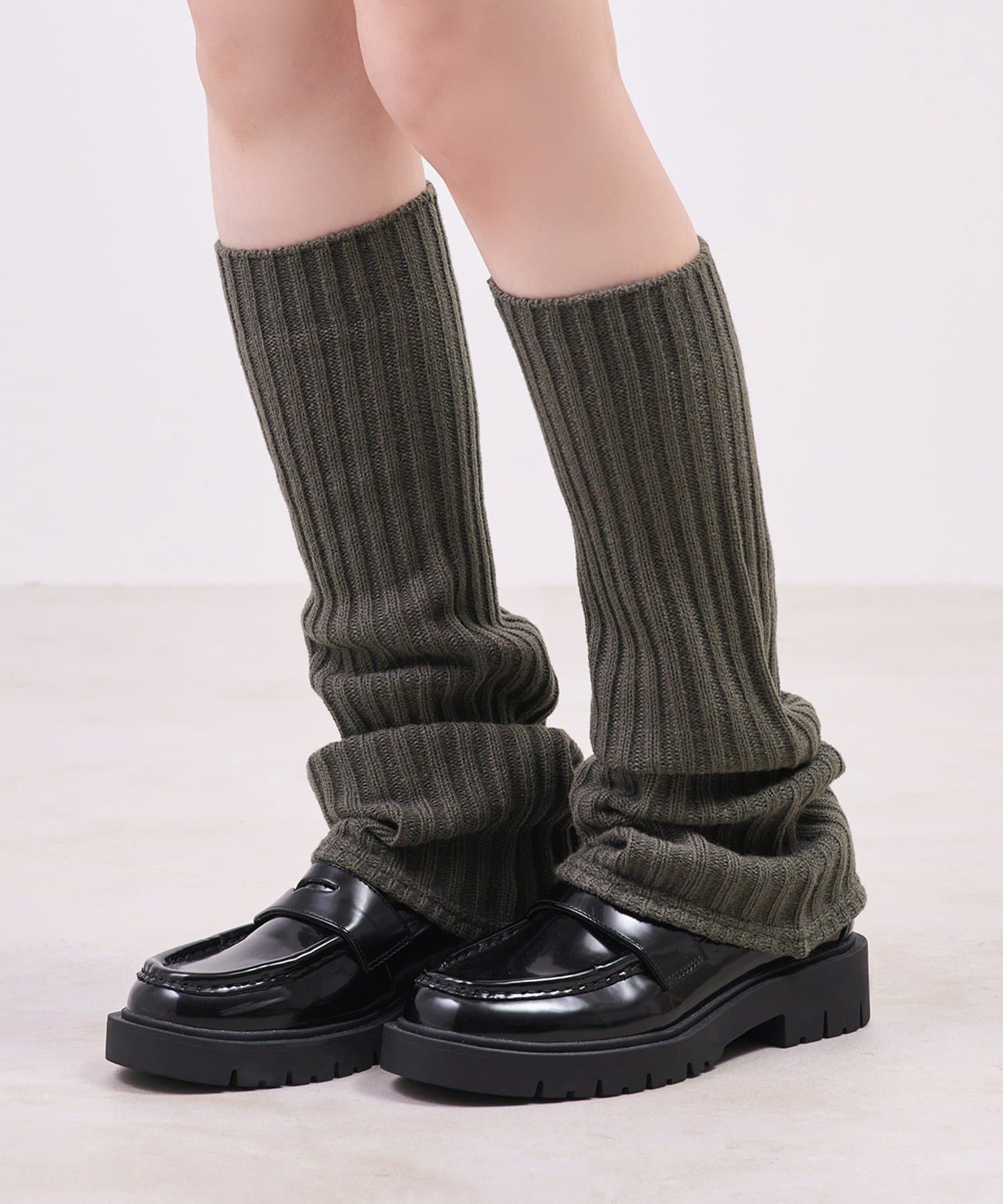 3COINS(スリーコインズ) ワイドフレア太リブレッグウォーマー