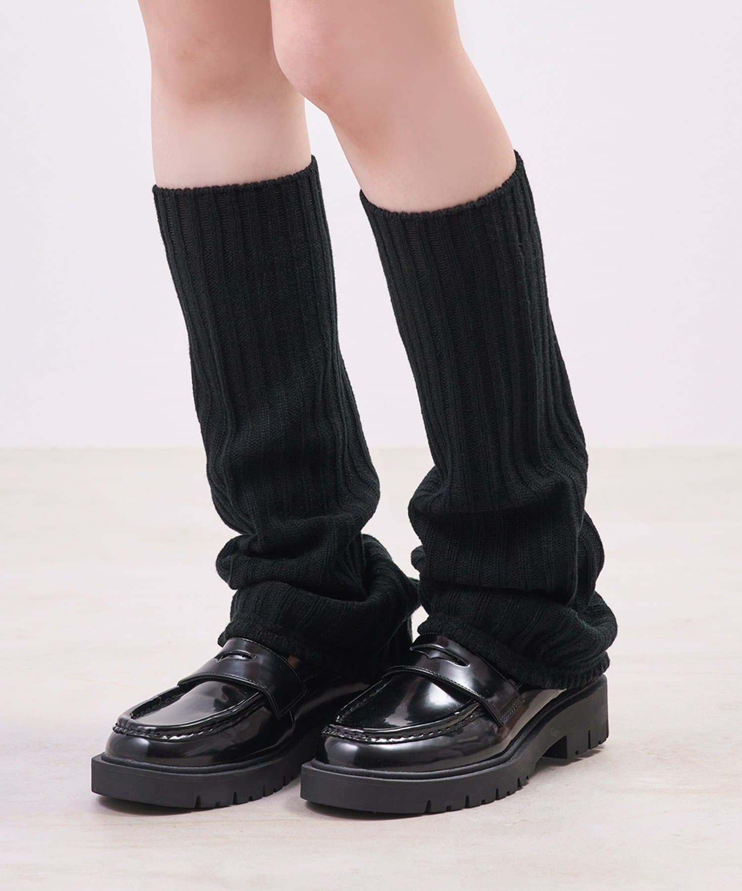 3COINS(スリーコインズ) ワイドフレア太リブレッグウォーマー